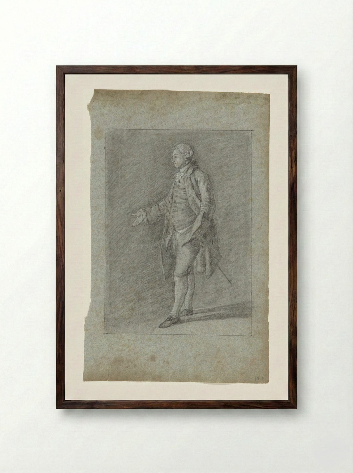 Staande man met uitgestoken hand - Nicolaes Muys - Framed Print Dark Wood