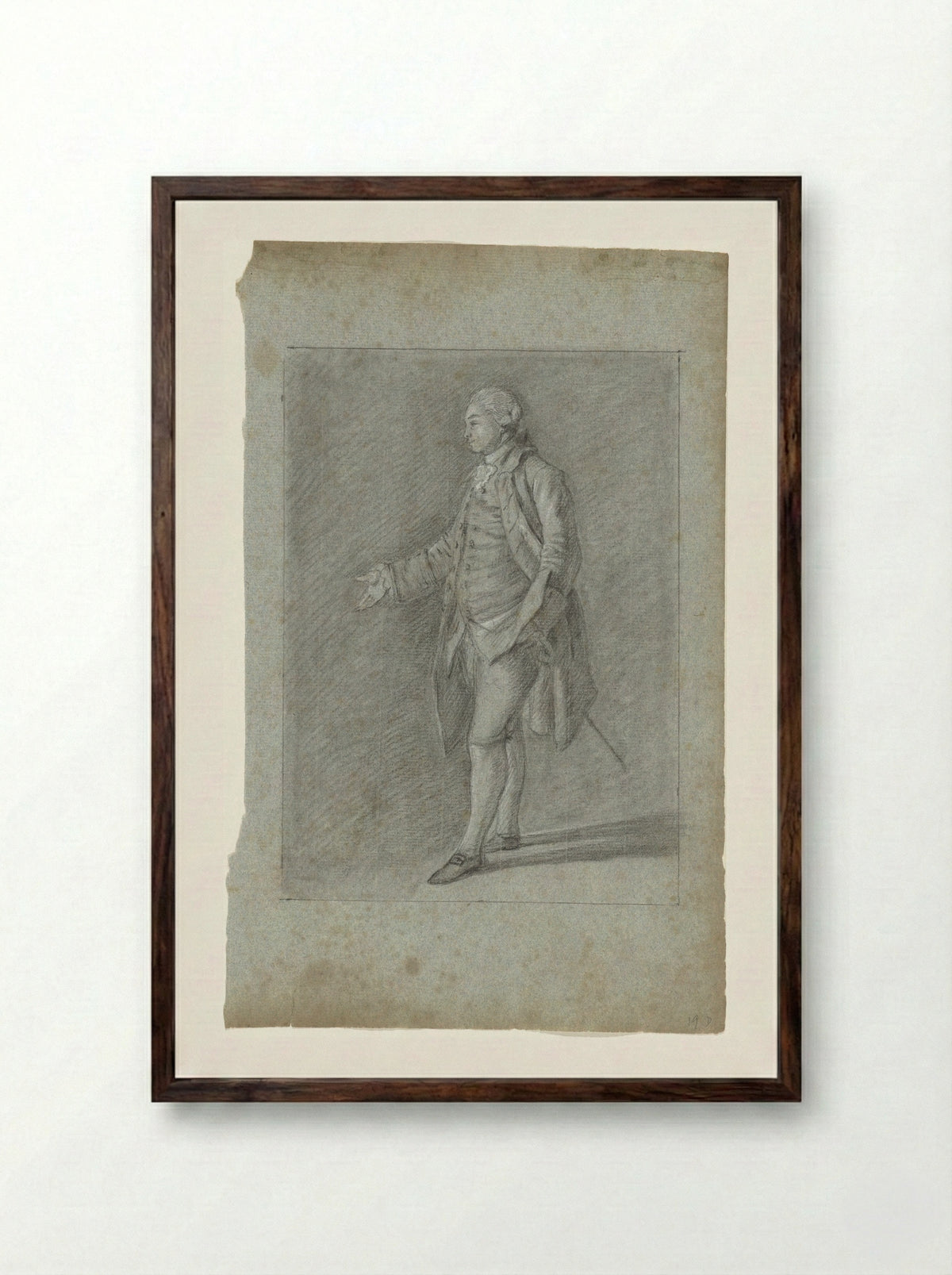 Staande man met uitgestoken hand - Nicolaes Muys - Framed Print Dark Wood