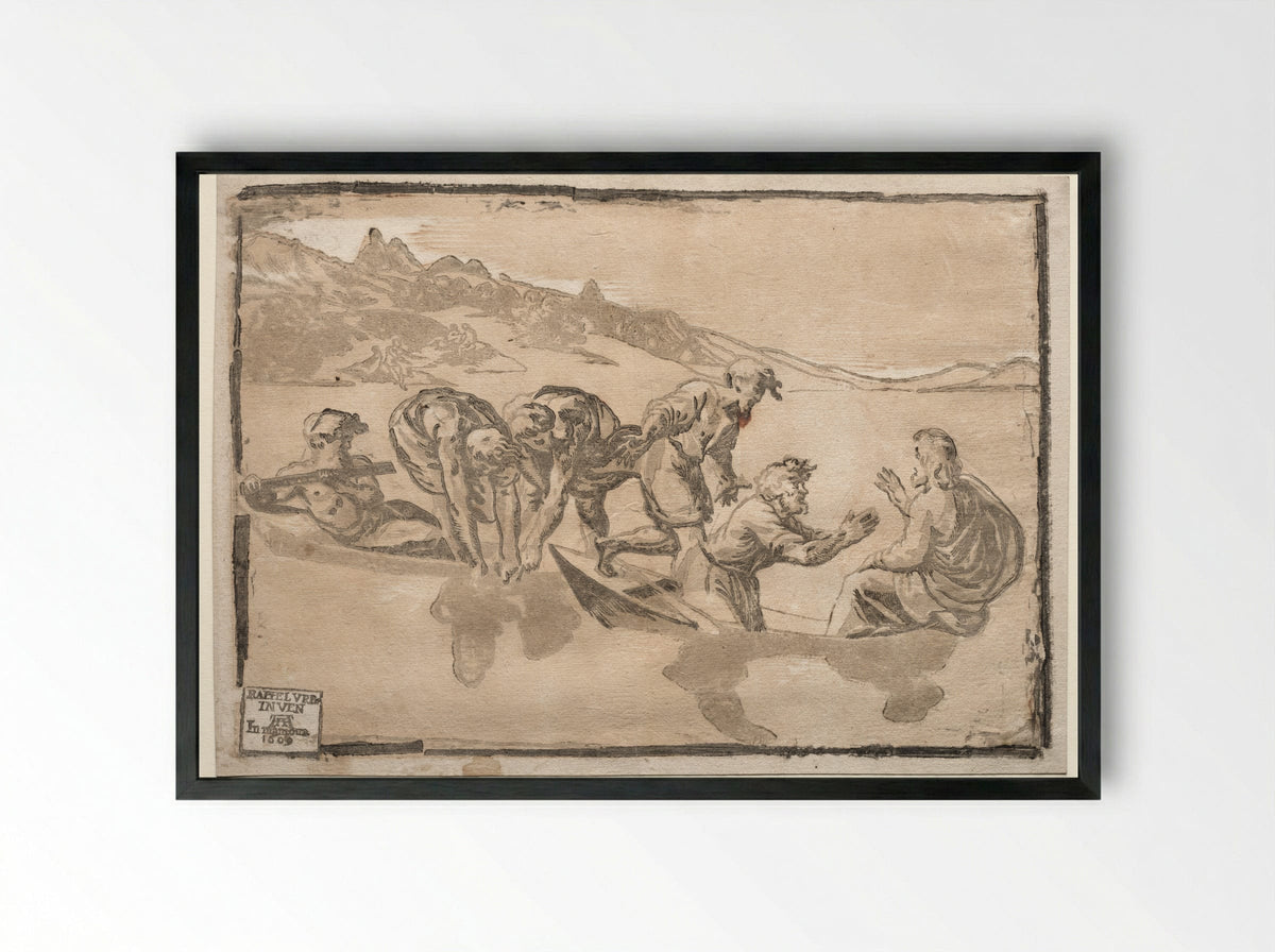 The Miraculous Draught of Fishes - Raphael - Framed Print Black