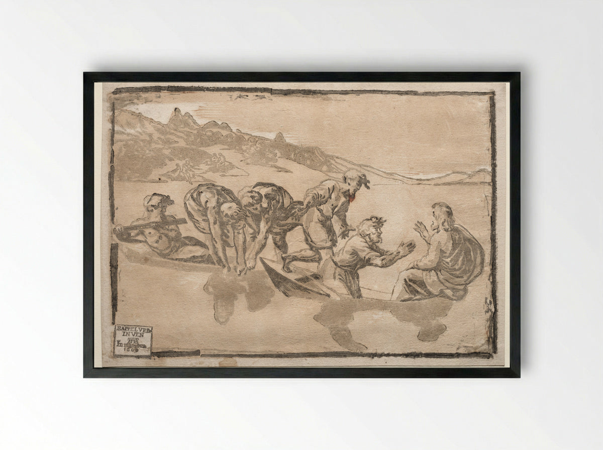 The Miraculous Draught of Fishes - Raphael - Framed Print Black