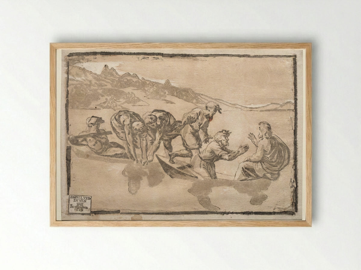 The Miraculous Draught of Fishes - Raphael - Framed Print Wood