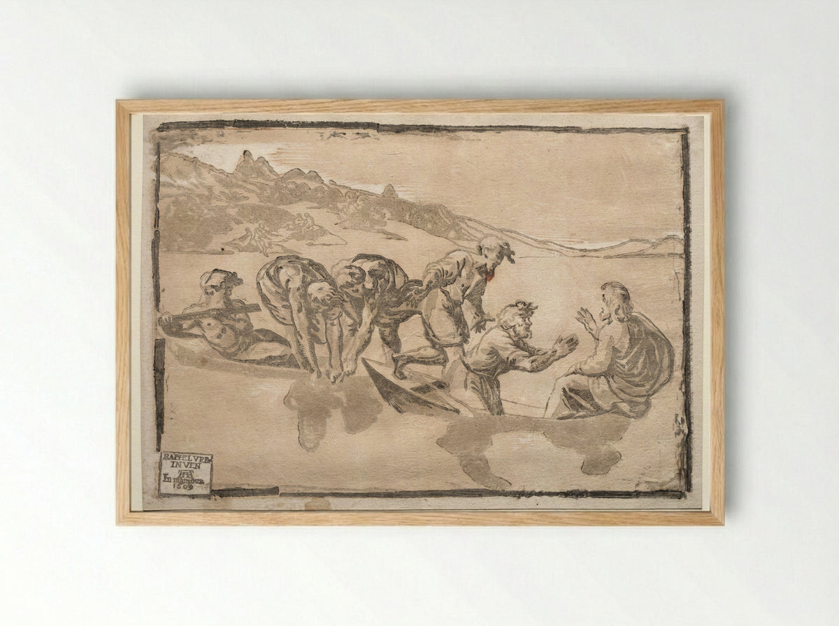 The Miraculous Draught of Fishes - Raphael - Framed Print Wood