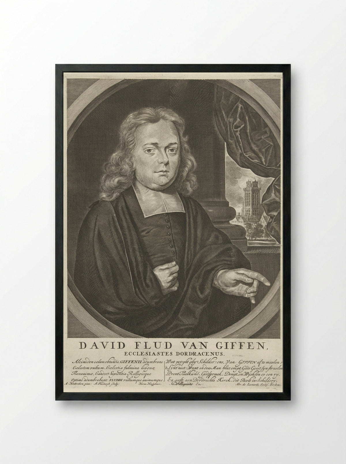 Portrait of David Flud van Giffen - Jan Luyken - Framed Print Black