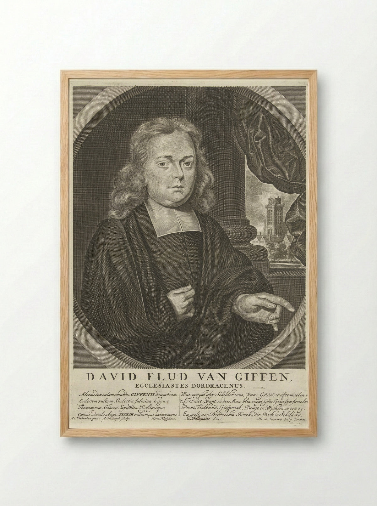Portrait of David Flud van Giffen - Jan Luyken - Framed Print Wood