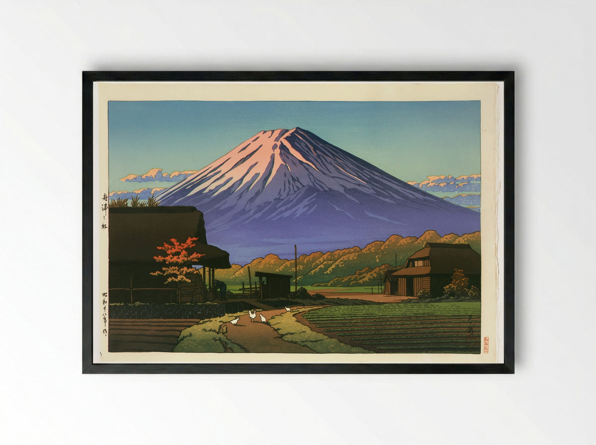 Autumn at Funatsu, Near Lake Kawaguchi - Hasui Kawase - Framed Print Black