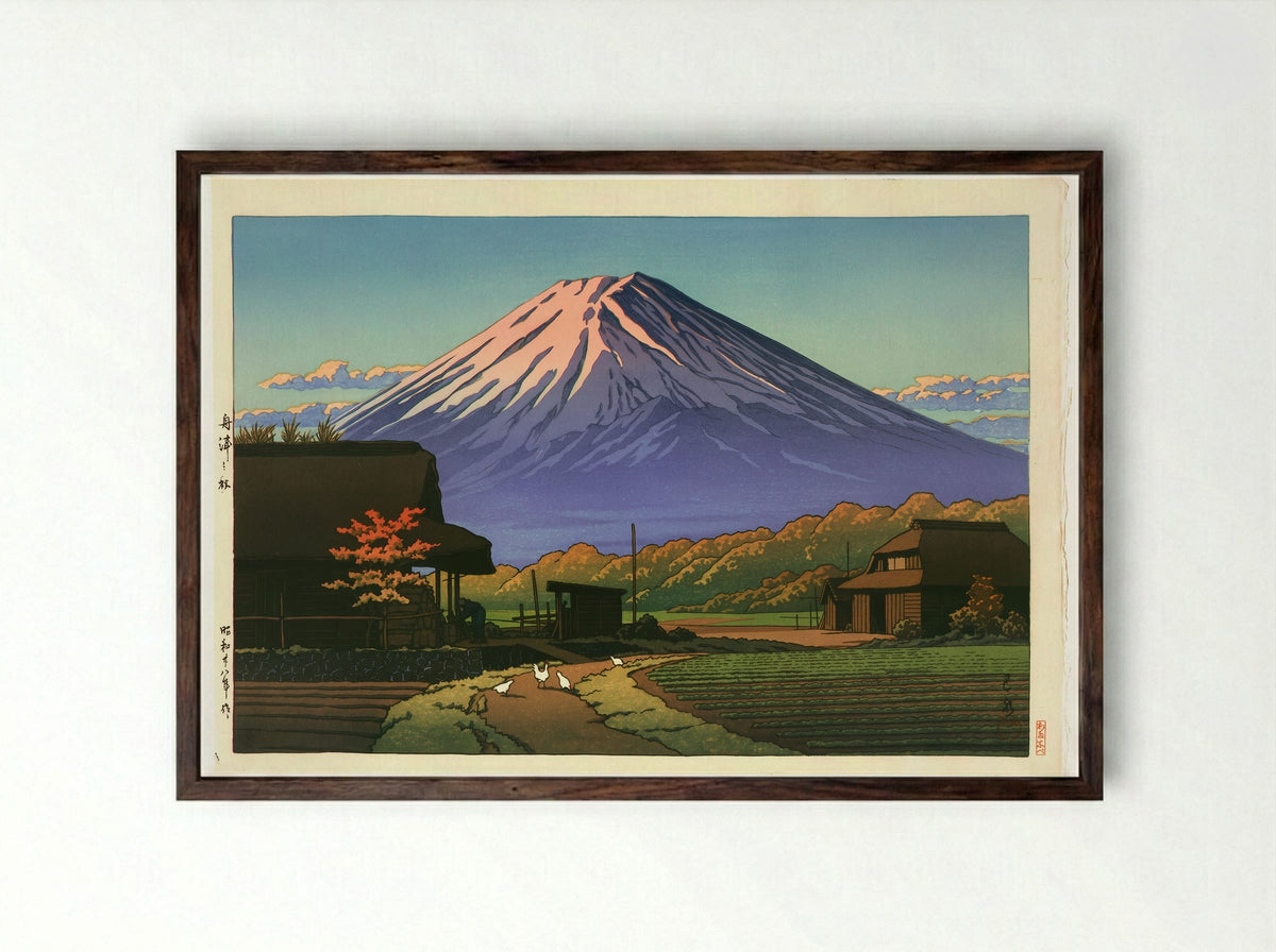 Autumn at Funatsu, Near Lake Kawaguchi - Hasui Kawase - Framed Print Dark Wood