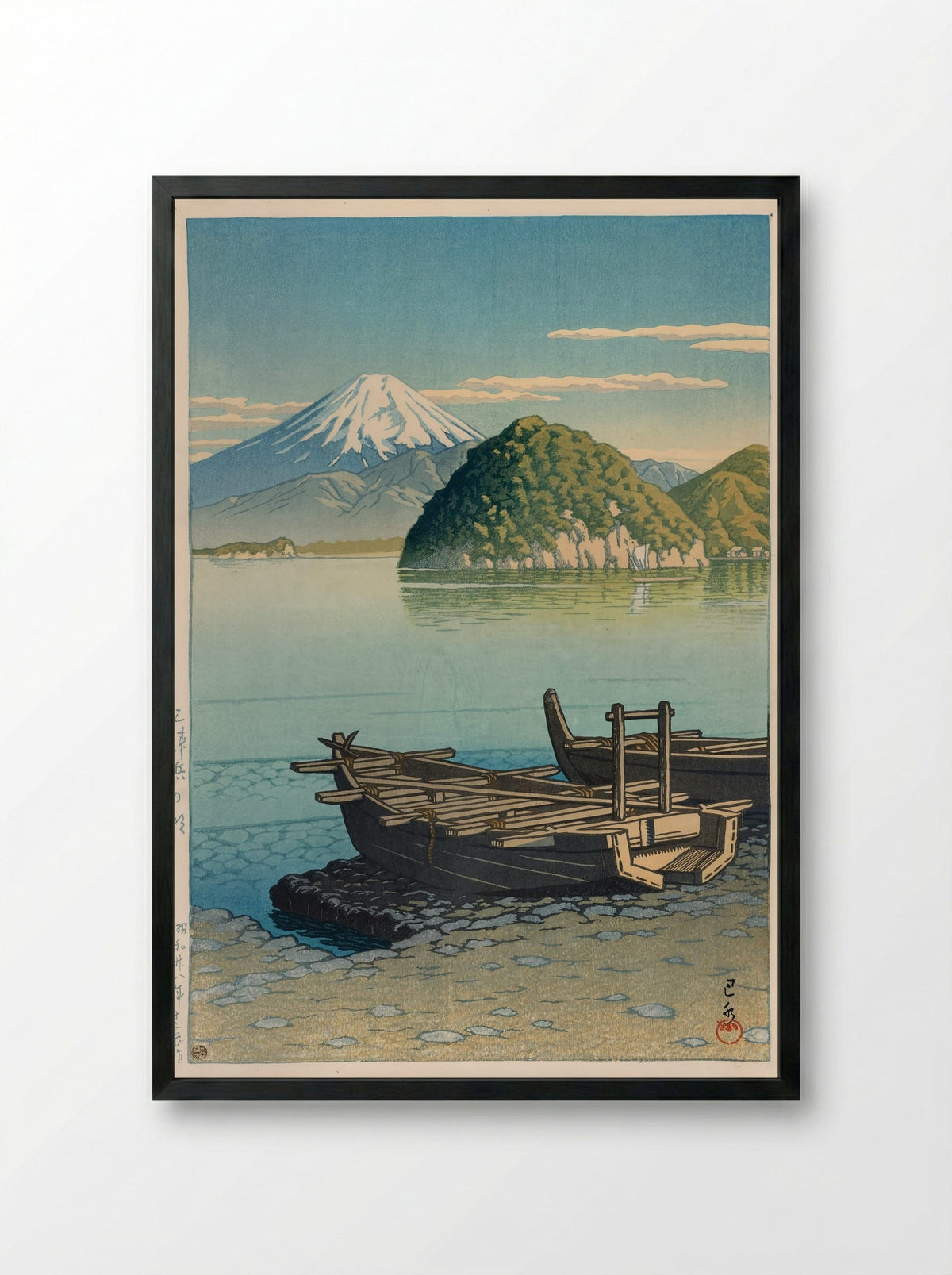 Morning at Mito Beach - Hasui Kawase - Framed Print Black