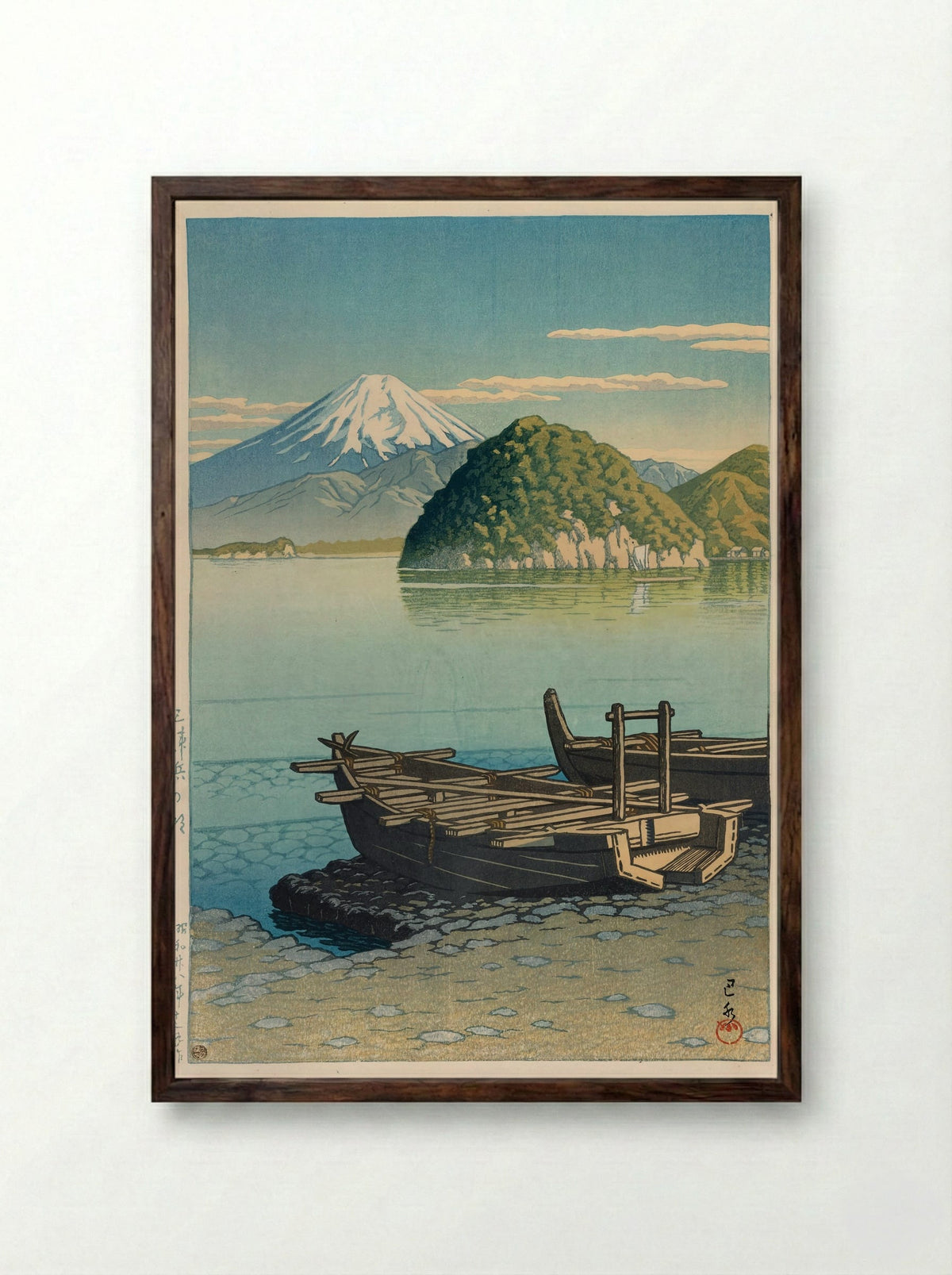 Morning at Mito Beach - Hasui Kawase - Framed Print Dark Wood