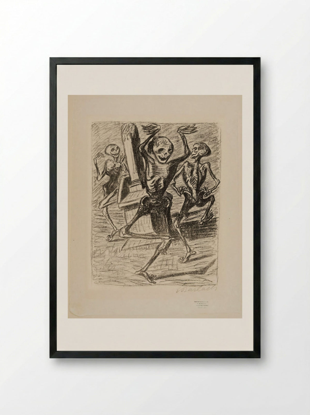 The Dance of the Dead 2: Three Dancing Skeletons - Ernst Barlach - Framed Print Black