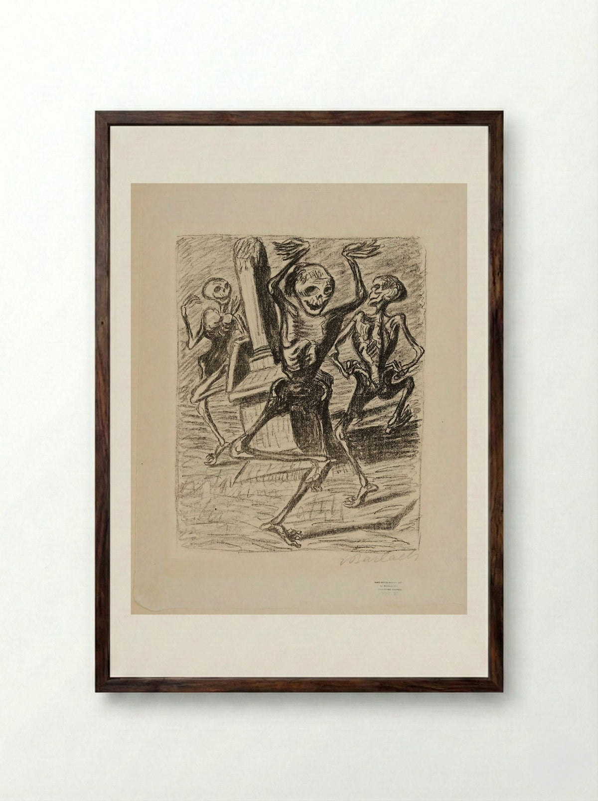 The Dance of the Dead 2: Three Dancing Skeletons - Ernst Barlach - Framed Print Dark Wood