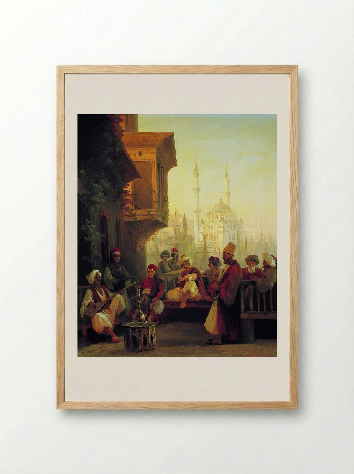 Coffee house by the Ortaköy Mosque in Constantinople - Ivan Aivazovsky - Framed Print Wood
