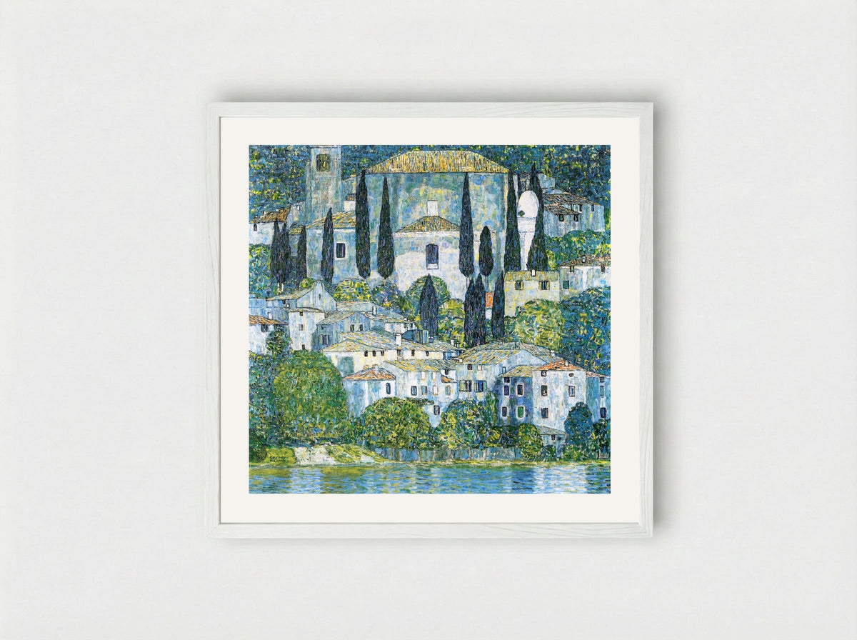 Kirche in Cassone - Gustav Klimt - Framed Print White
