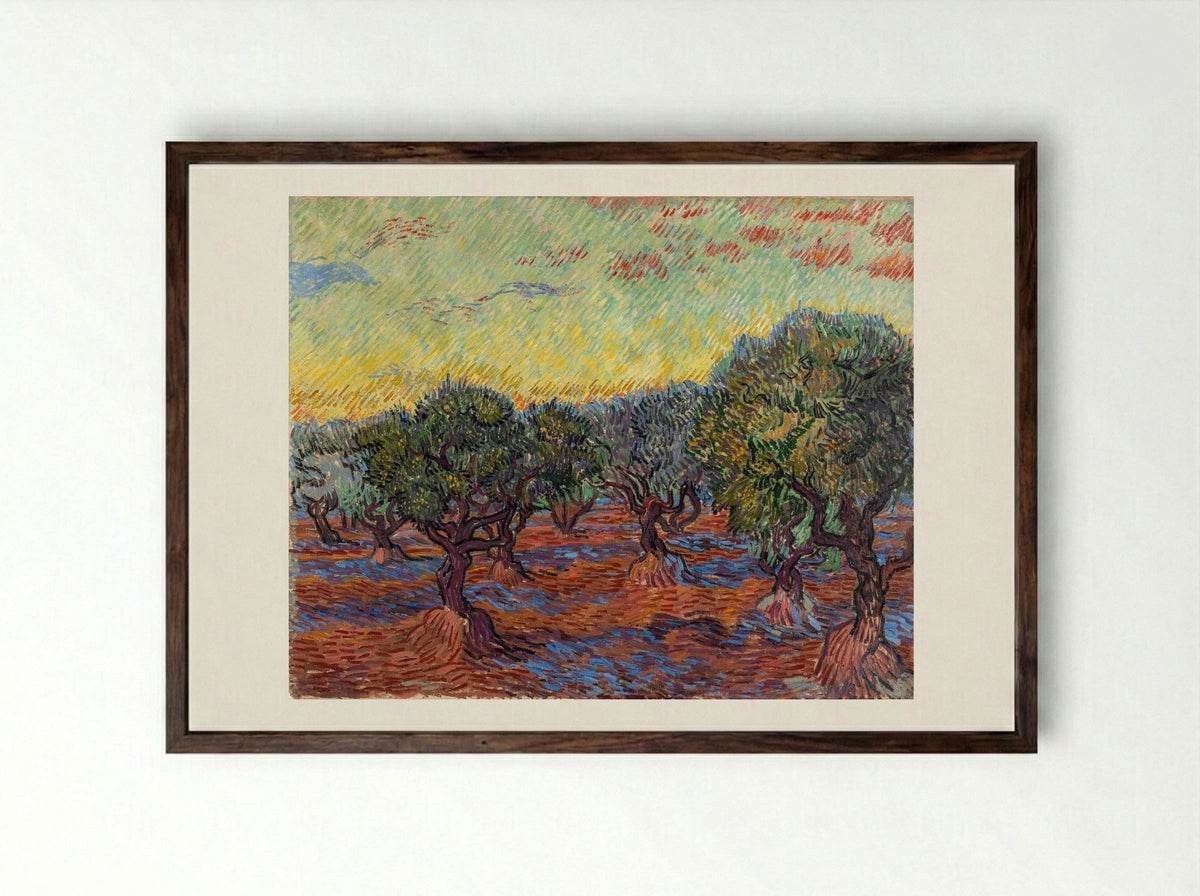 Olive Grove - Vincent van Gogh - Framed Print Dark Wood