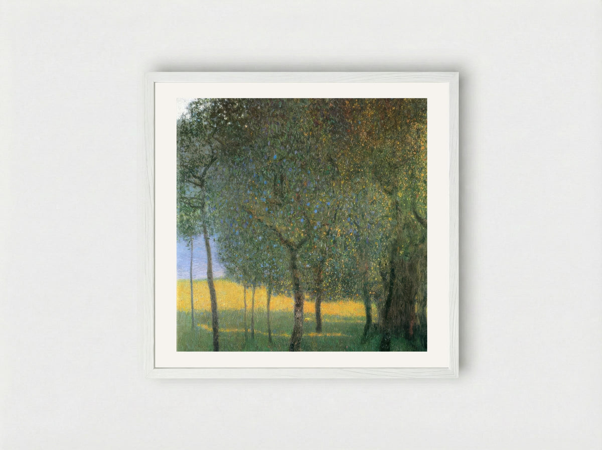 Fruit Trees by Henri Rousseau – Naïve Art Orchard Landscape Print - Framed Print White