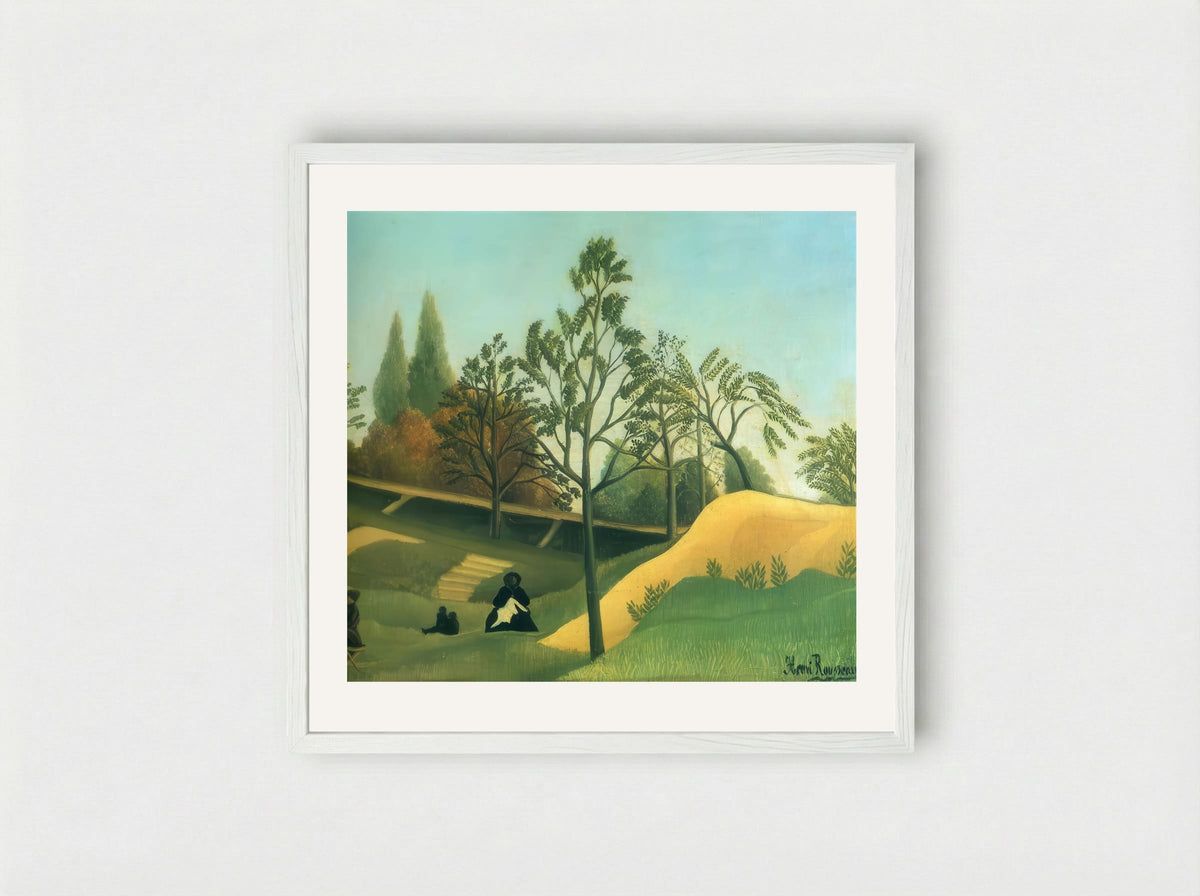 View of the Fortifications by Henri Rousseau – Naïve Art Urban Landscape Print - Framed Print White