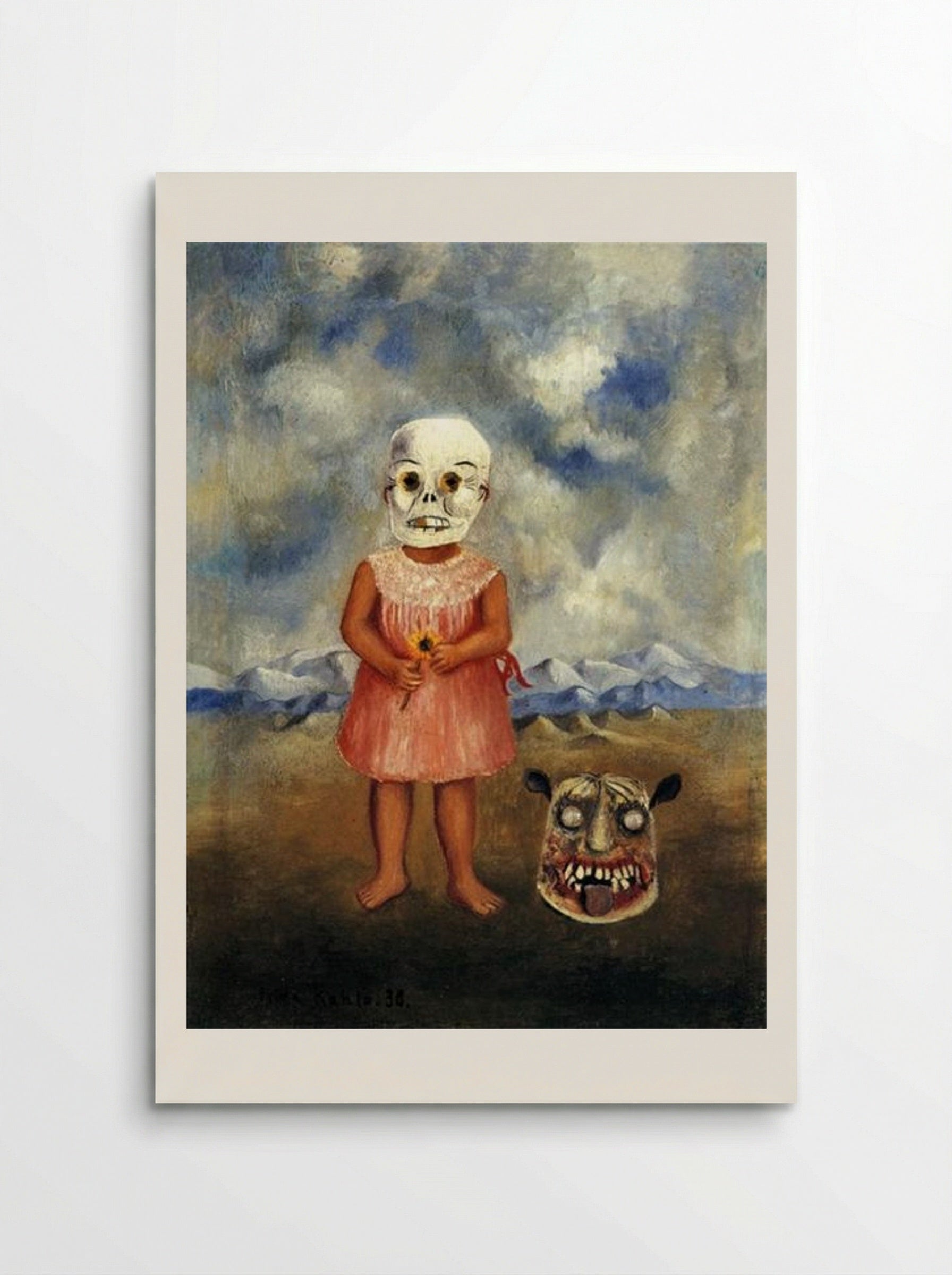 Girl with Death Mask (She Plays Alone) - Frida Kahlo - Poster