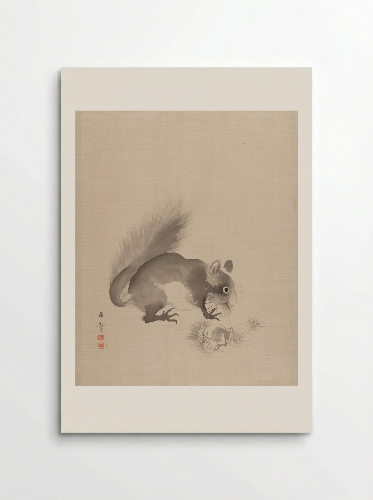 Squirrel Eating Chestnuts - Kawabata Gyokushō - Poster