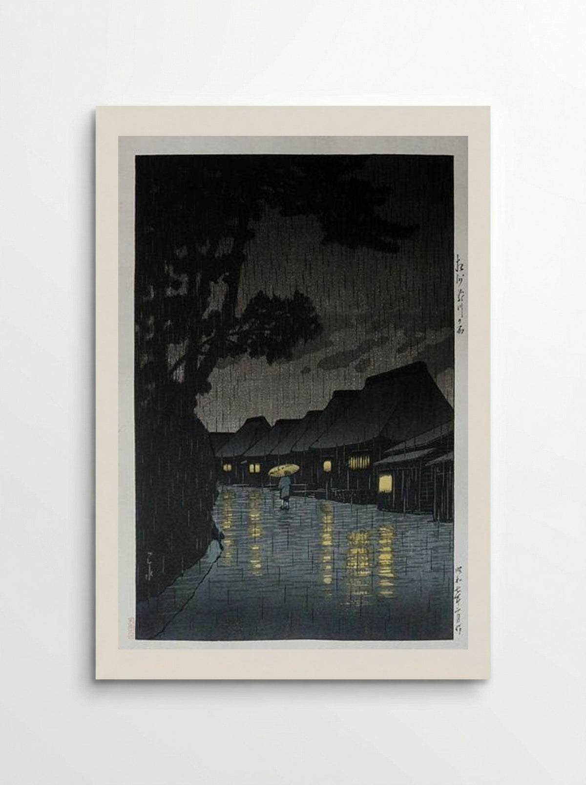 Rainy Night at Maekawa - Hasui Kawase - Poster