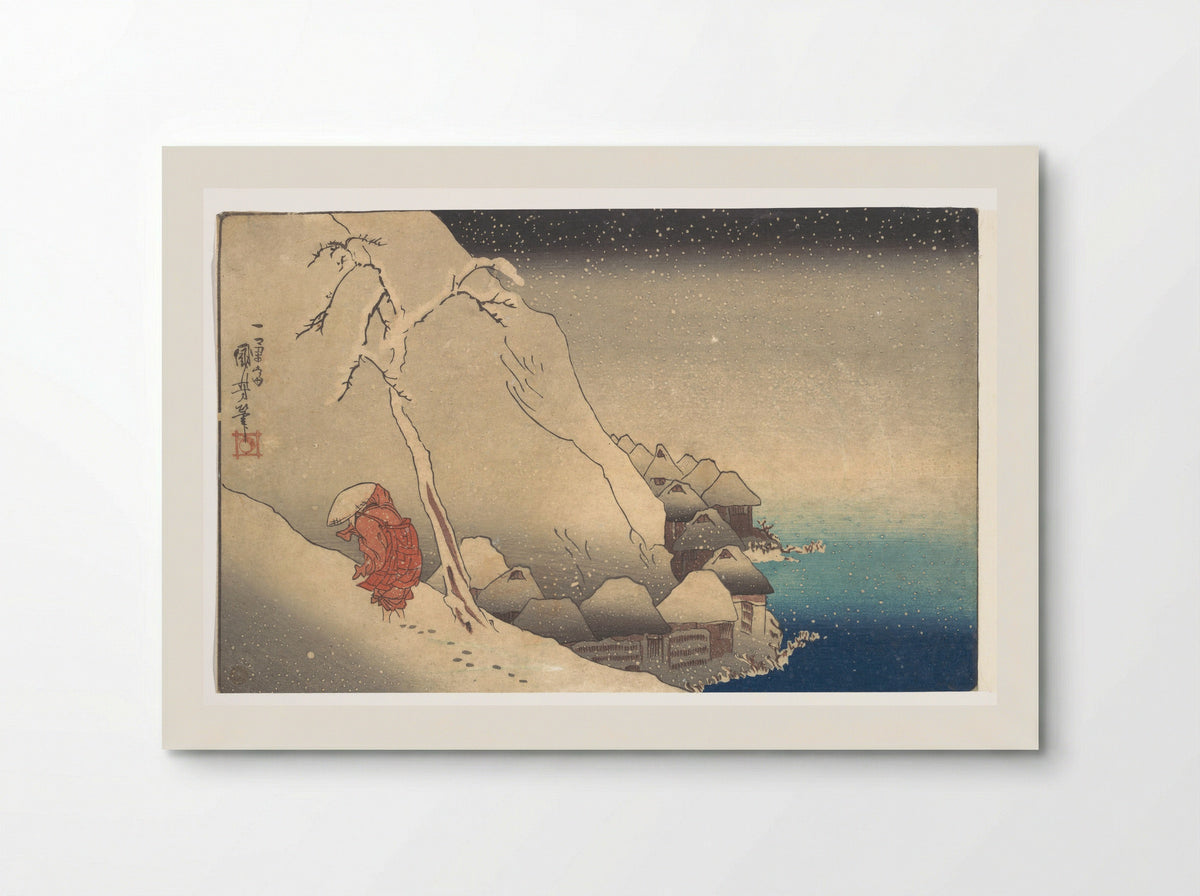 Travelling in a Snowstorm - Utagawa Kuniyoshi - Poster