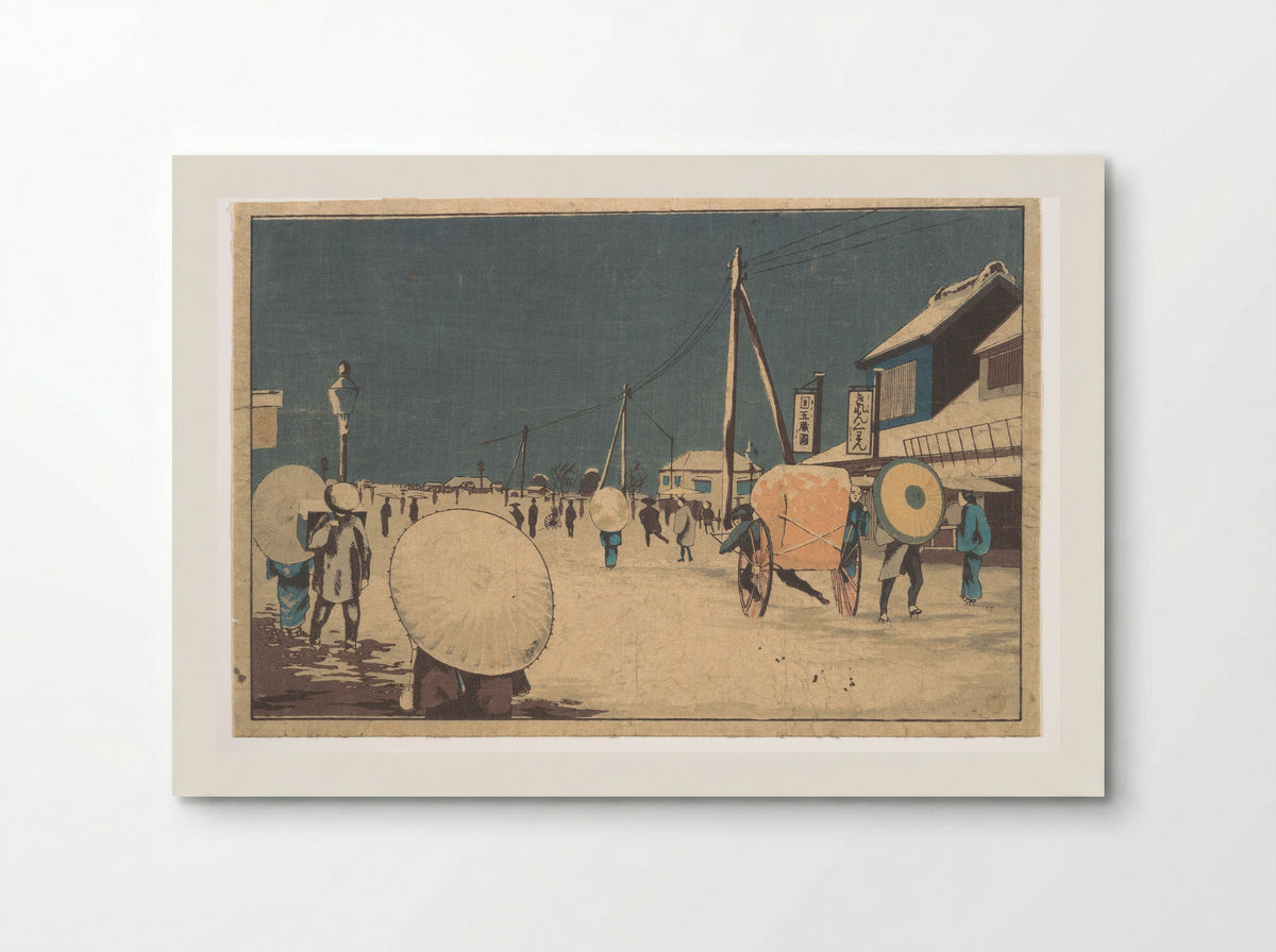 Street Scene in the Outskirts of Edo on an Evening in Winter - Kobayashi Kiyochika - Poster