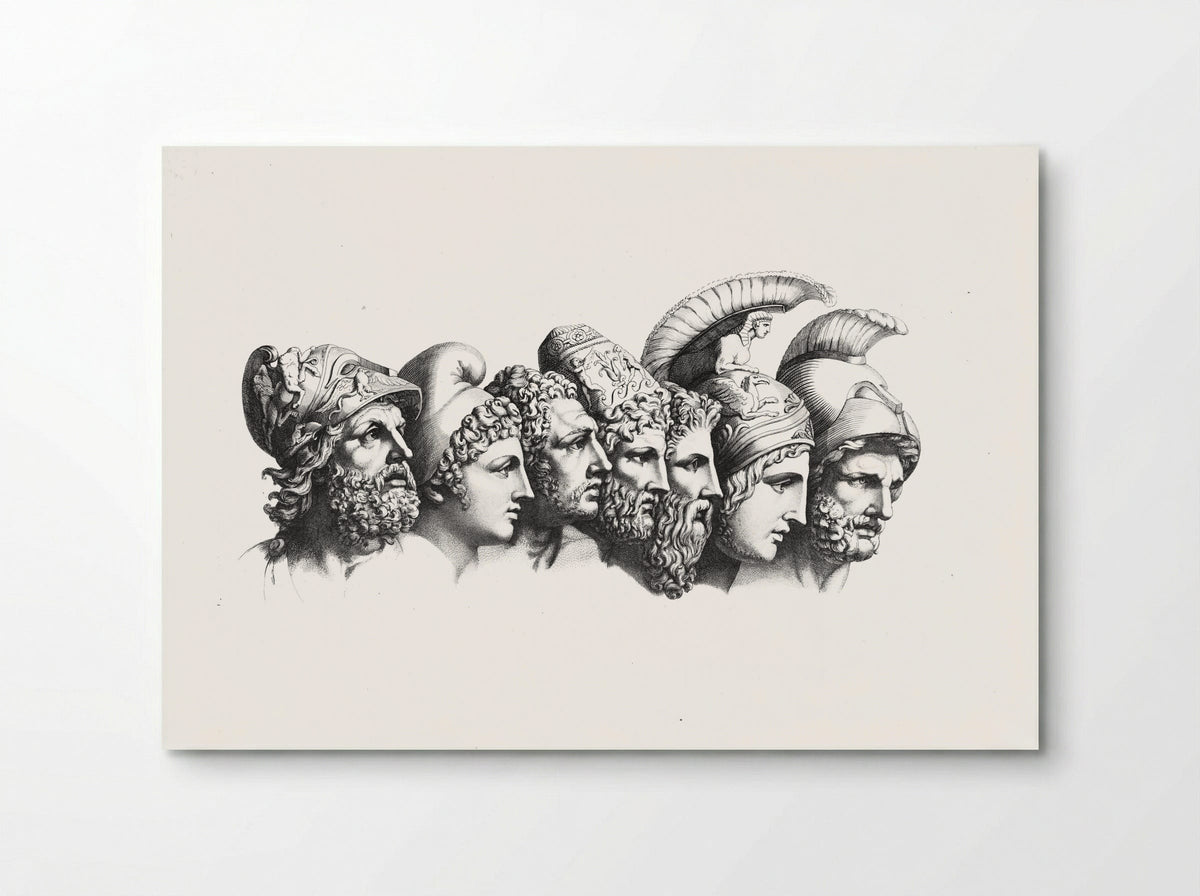 Studies of Antique Helmeted Heads - Johann Heinrich Wilhelm Tischbein - Poster