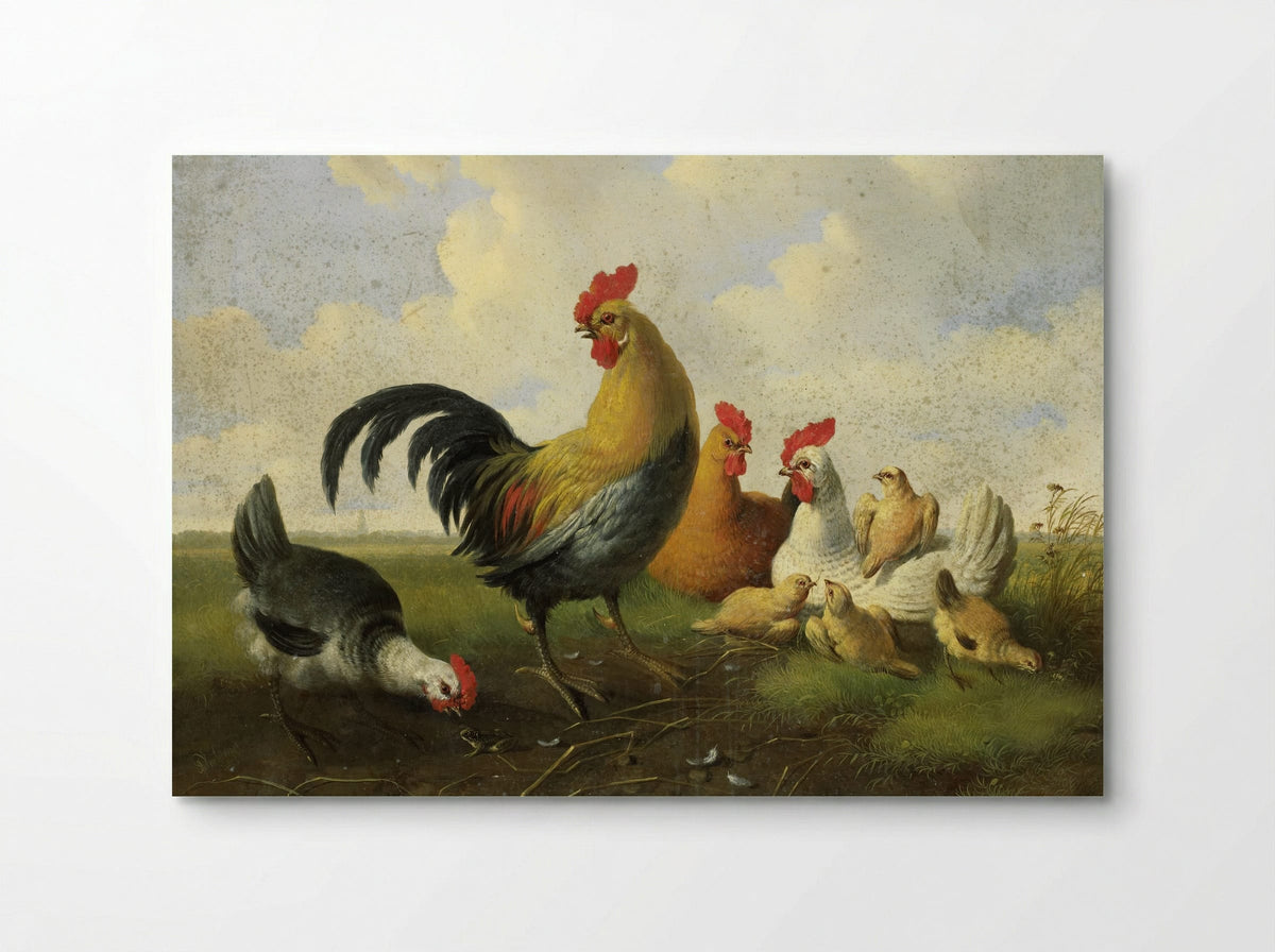 A Rooster with Hens and Chicks - Albertus Verhoesen - Poster