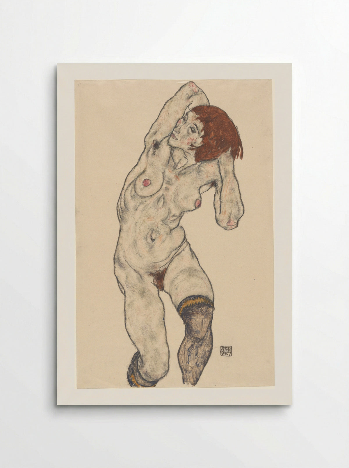 Nude in Black Stockings - Egon Schiele - Poster