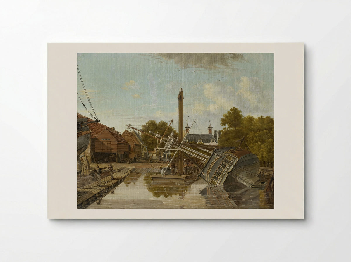 De scheepstimmerwerf 'St Jago' op het Bickers Eiland te Amsterdam - Pieter Godfried Bertichen - Poster
