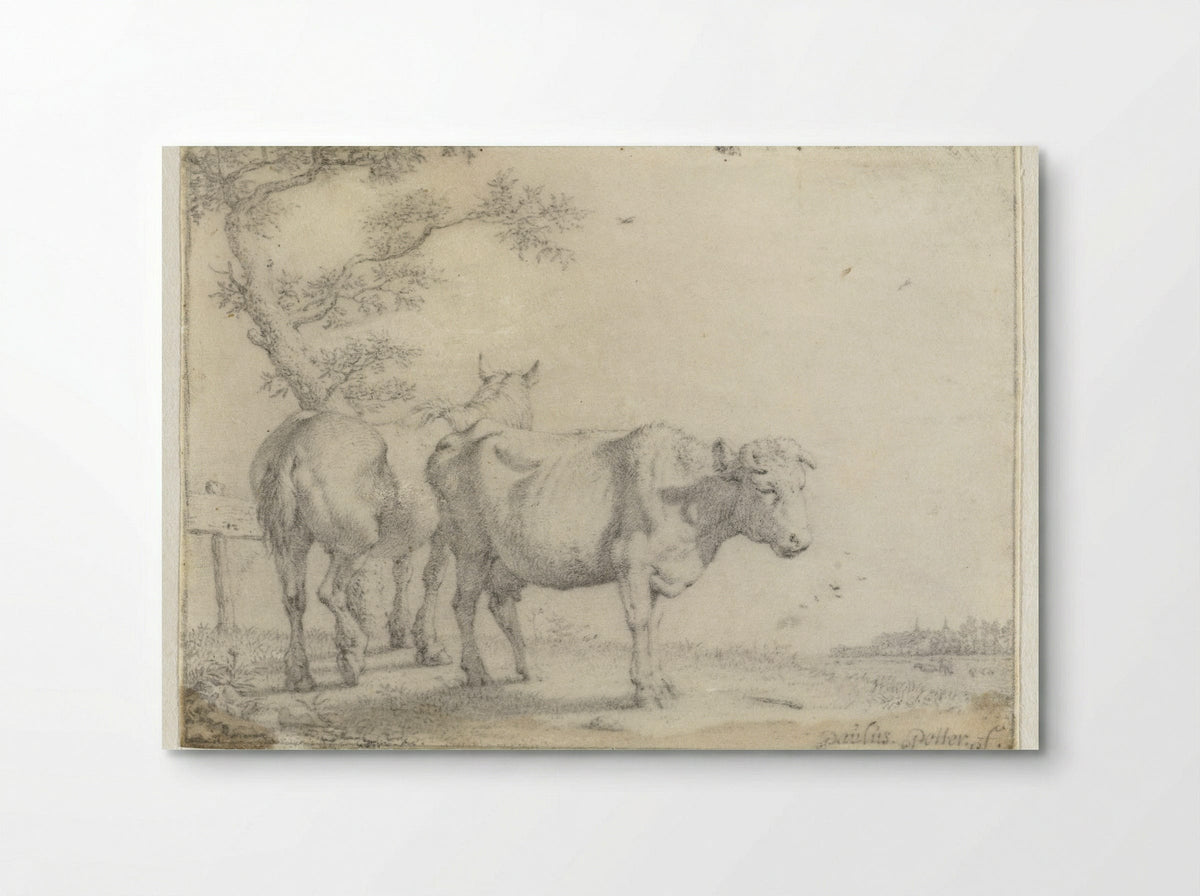 Paard en een koe bij een boom - Paulus Potter - Poster
