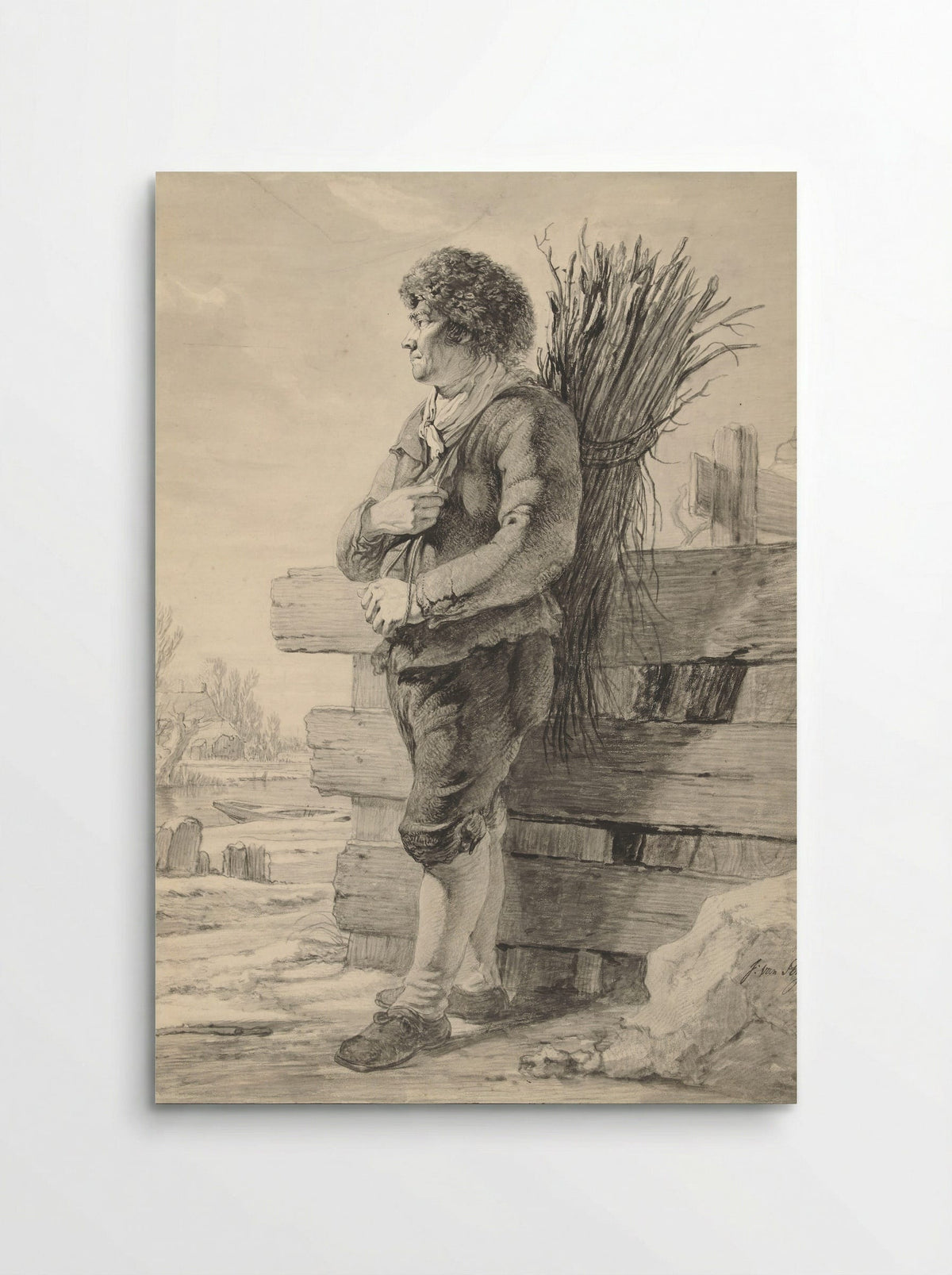 Standing Man with a Bundle of Sticks on His Back - Jacob van Strij - Poster