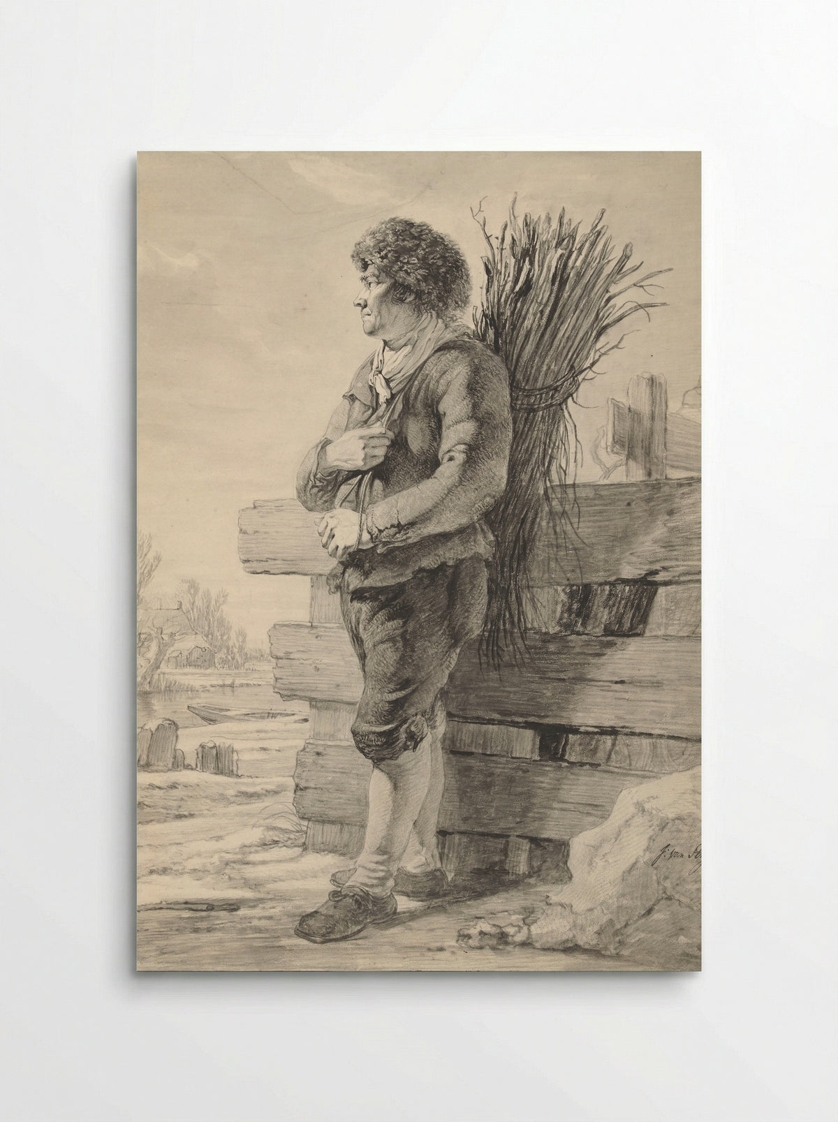 Standing Man with a Bundle of Sticks on His Back - Jacob van Strij - Poster