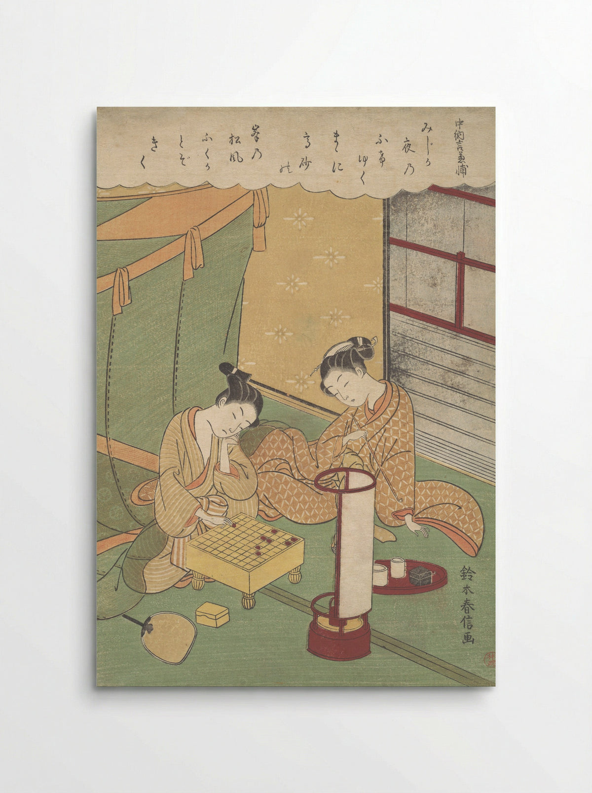 A Young Woman and Man Playing Shōgi - Suzuki Harunobu - Poster