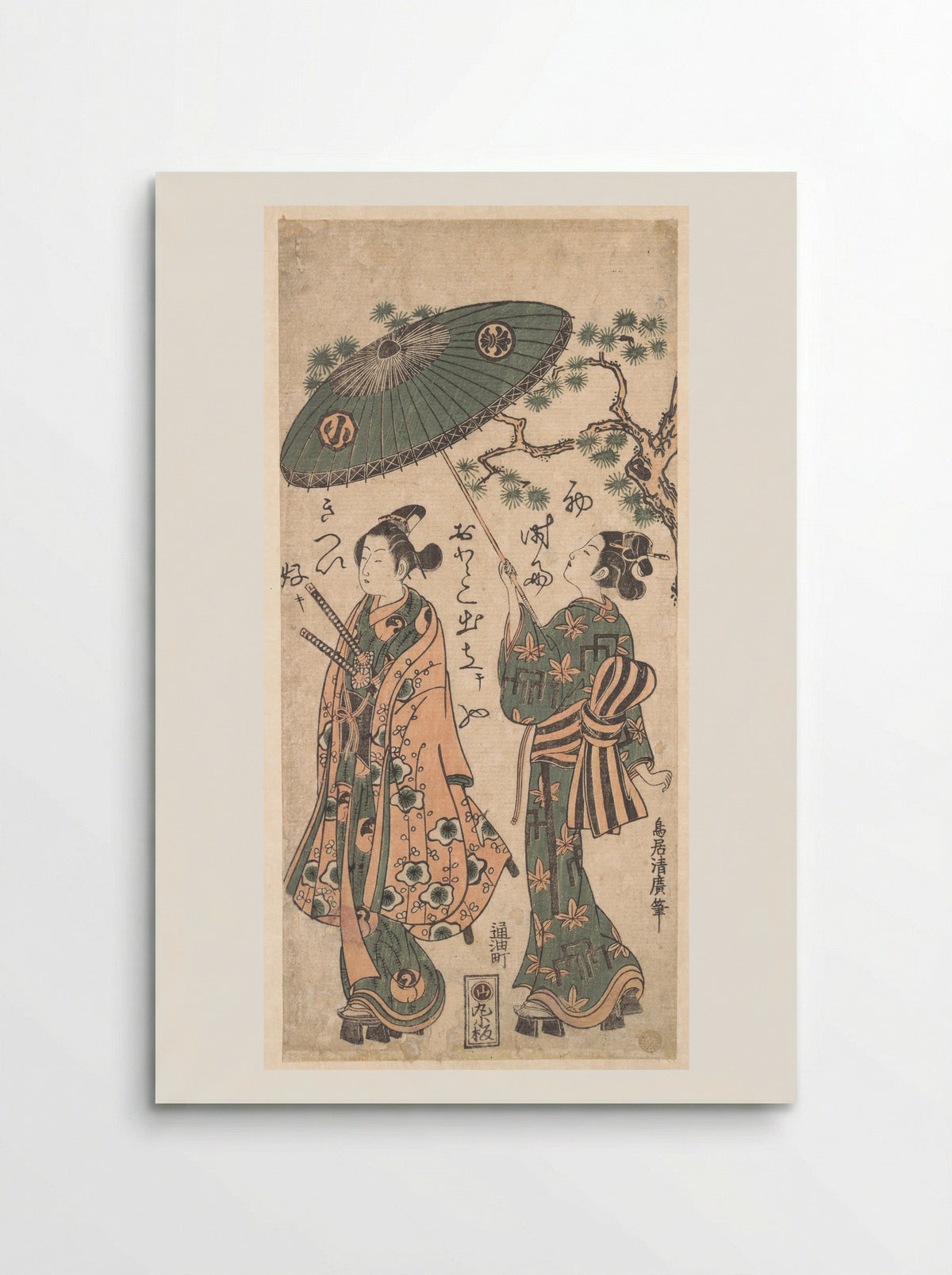 The Actor Arashi Otohachi as a Young Samurai in Woman's Clothes - Torii Kiyohiro - Poster