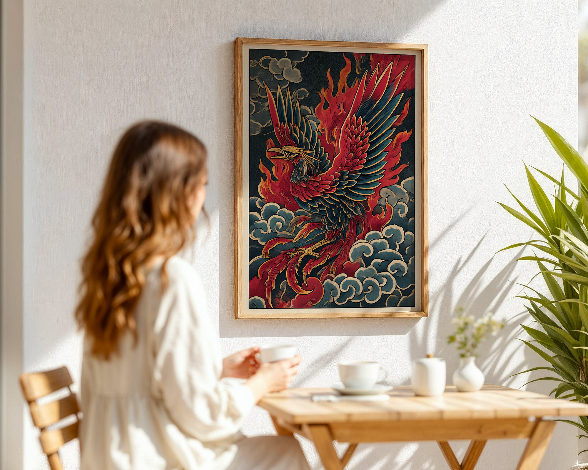 phoenix-rising-from-flames-japanese-inspired-art-print mockup