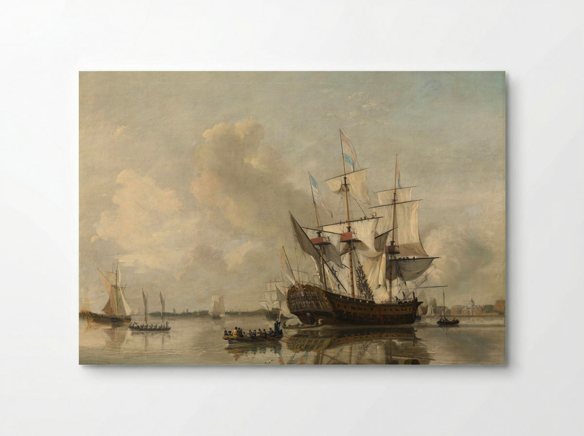 's Lands fregat 'Rotterdam' op de Maas voor Rotterdam - Nicolaas Baur - Poster