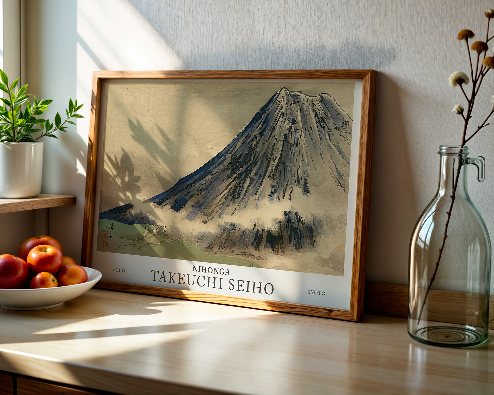 seiho-twelve-fuji-the-white-robes-climbing-mt-fuji-meiji-era-woodblock-print mockup