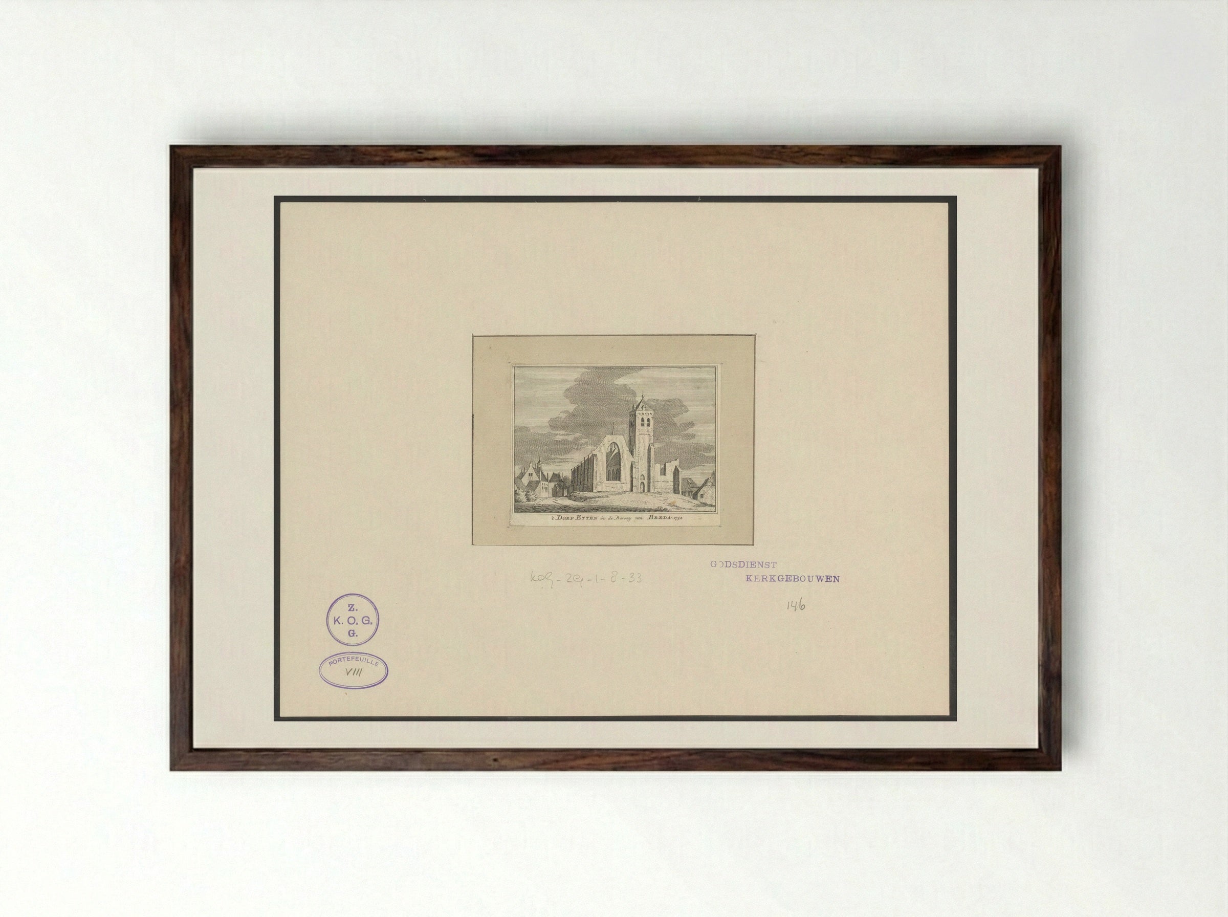 't Dorp Etten in de Barony van Breda - Hendrik Spilman - Framed Print Dark Wood