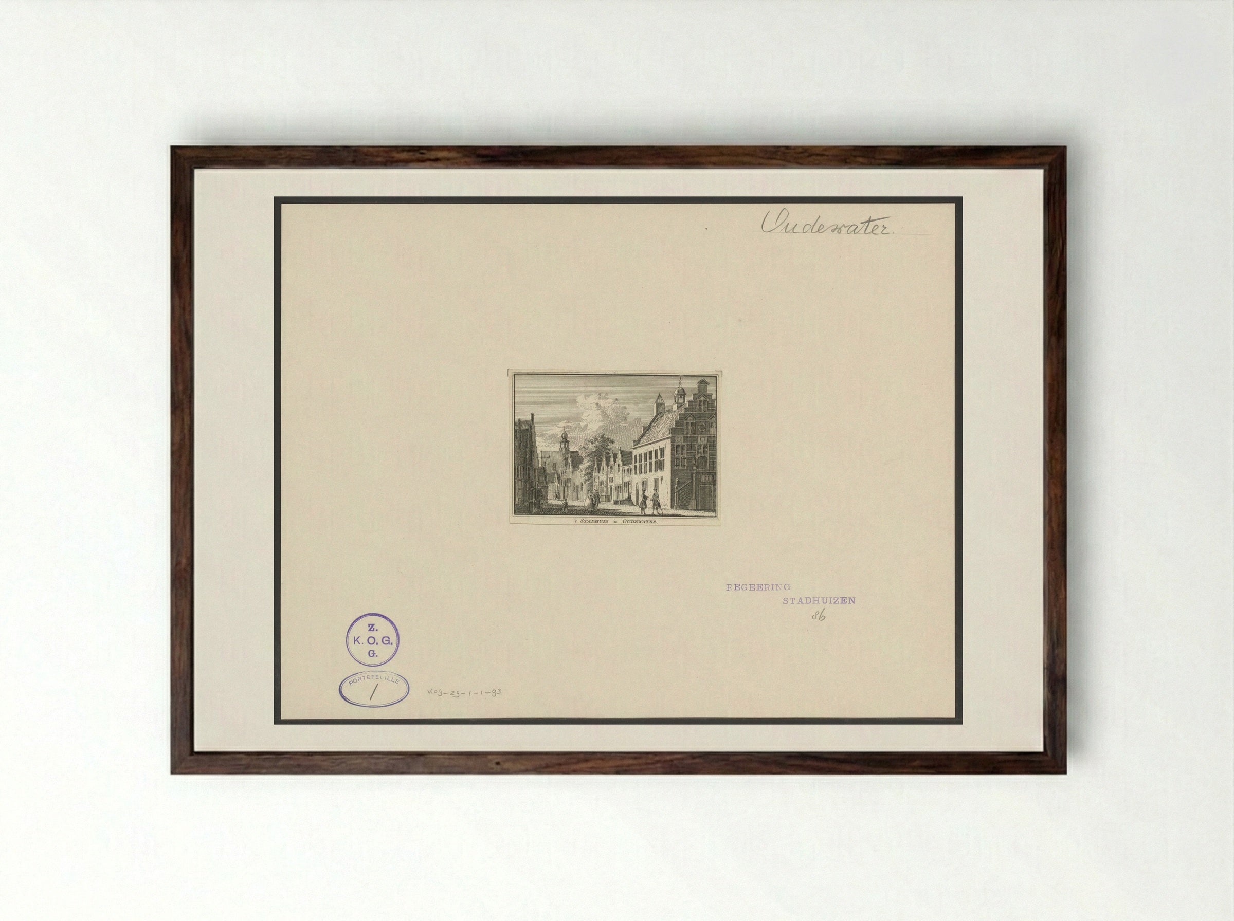 't Stadhuis te Oudewater - Hendrik Spilman - Framed Print Dark Wood