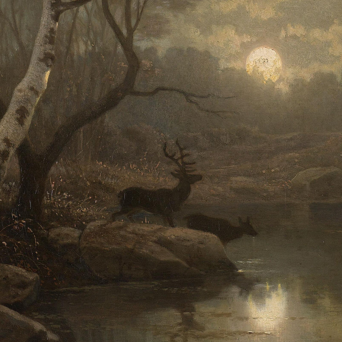 Boslandschap bij maanlicht - Georg Eduard Otto Saal - Artwork detail