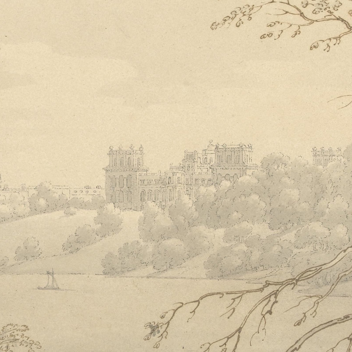 View of Blenheim Palace Across the Lake - Joseph Farington - Artwork detail