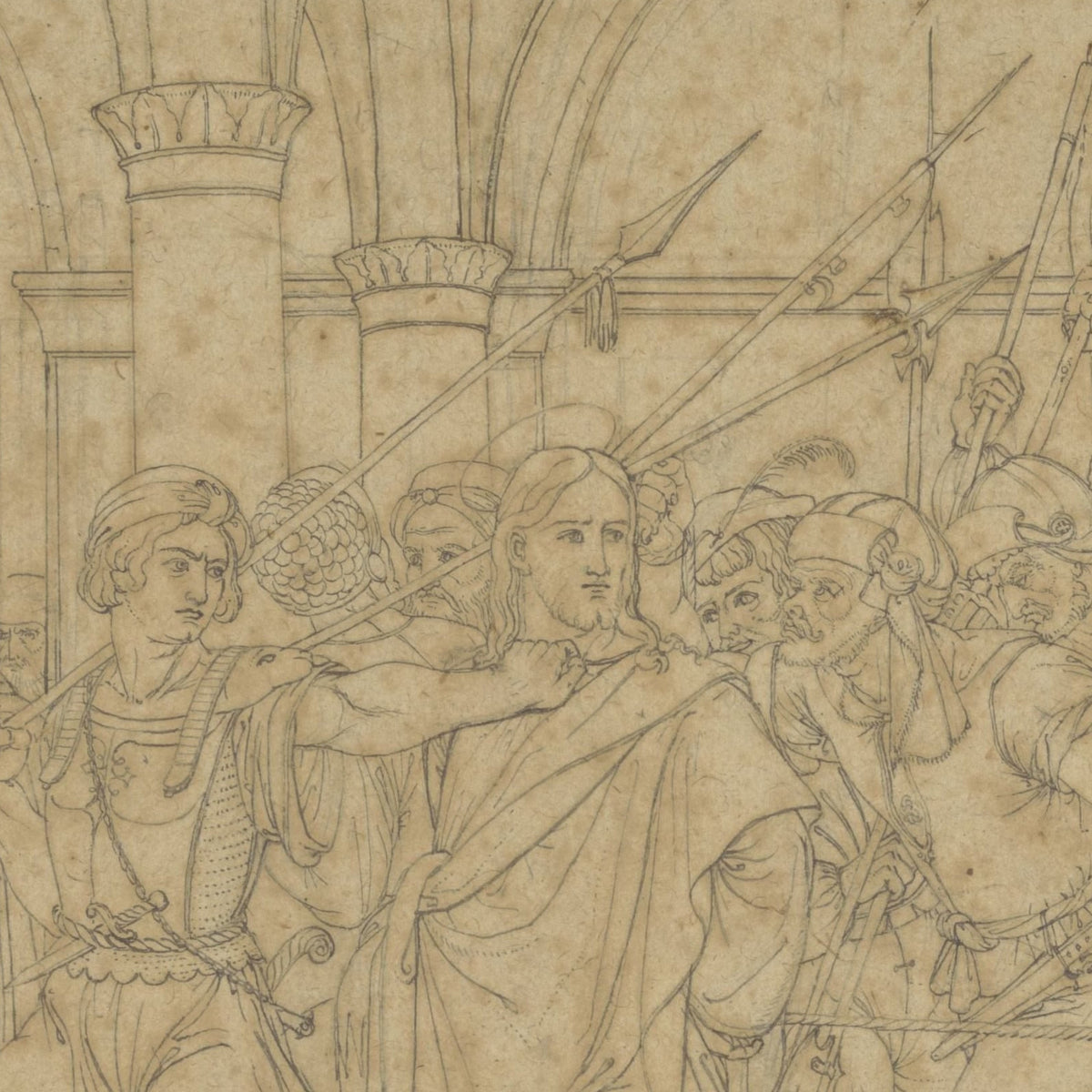 Peter Denying Christ in the Hall of the Courthouse - Joseph von Führich - Artwork detail