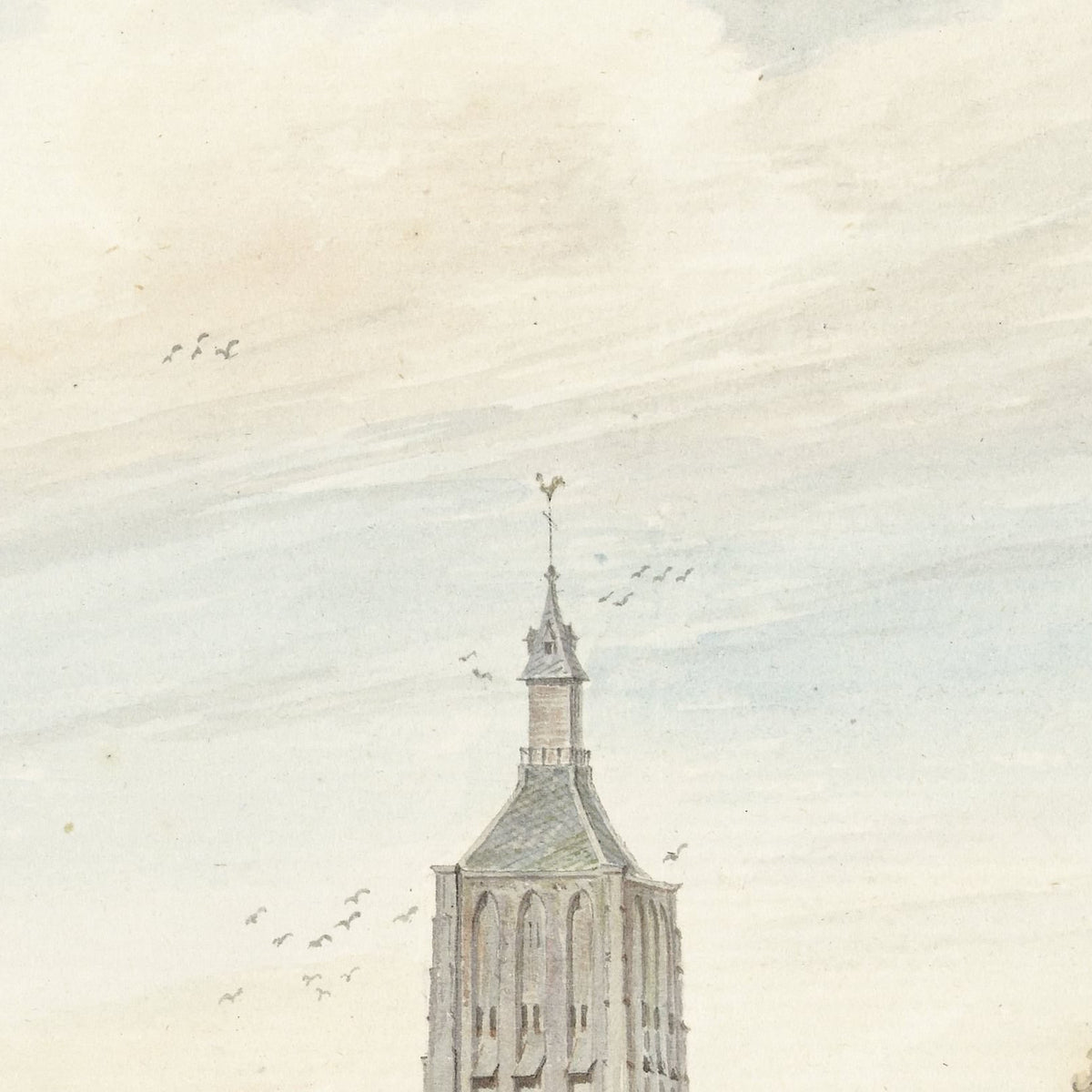 Gezicht op Asperen met de stadsmuren en de kerktoren - Jacobus Versteegen - Artwork detail