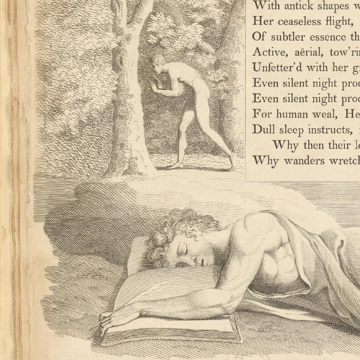 Man Asleep Over His Book - William Blake - Artwork detail