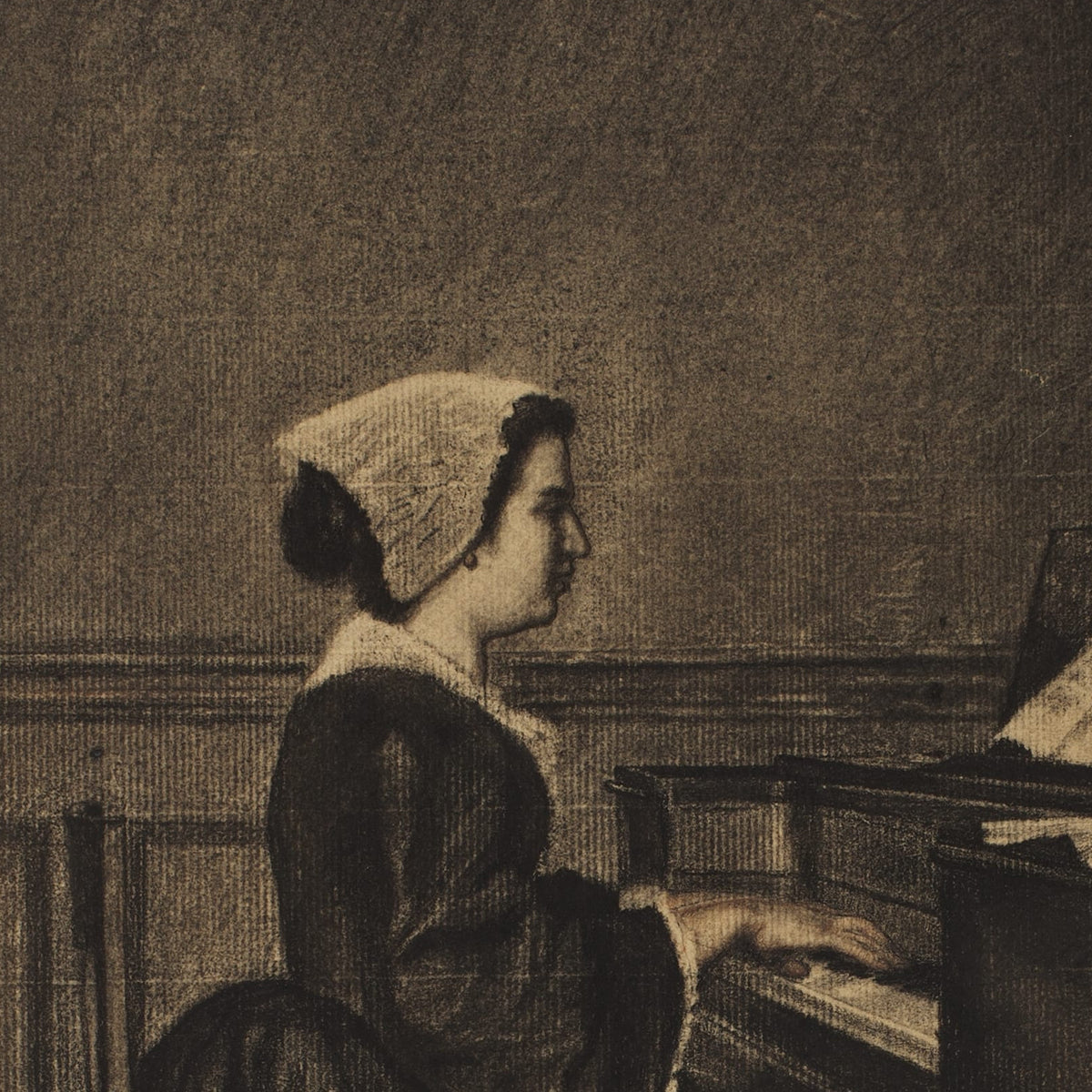 Woman at the Spinet - François Bonvin - Artwork detail