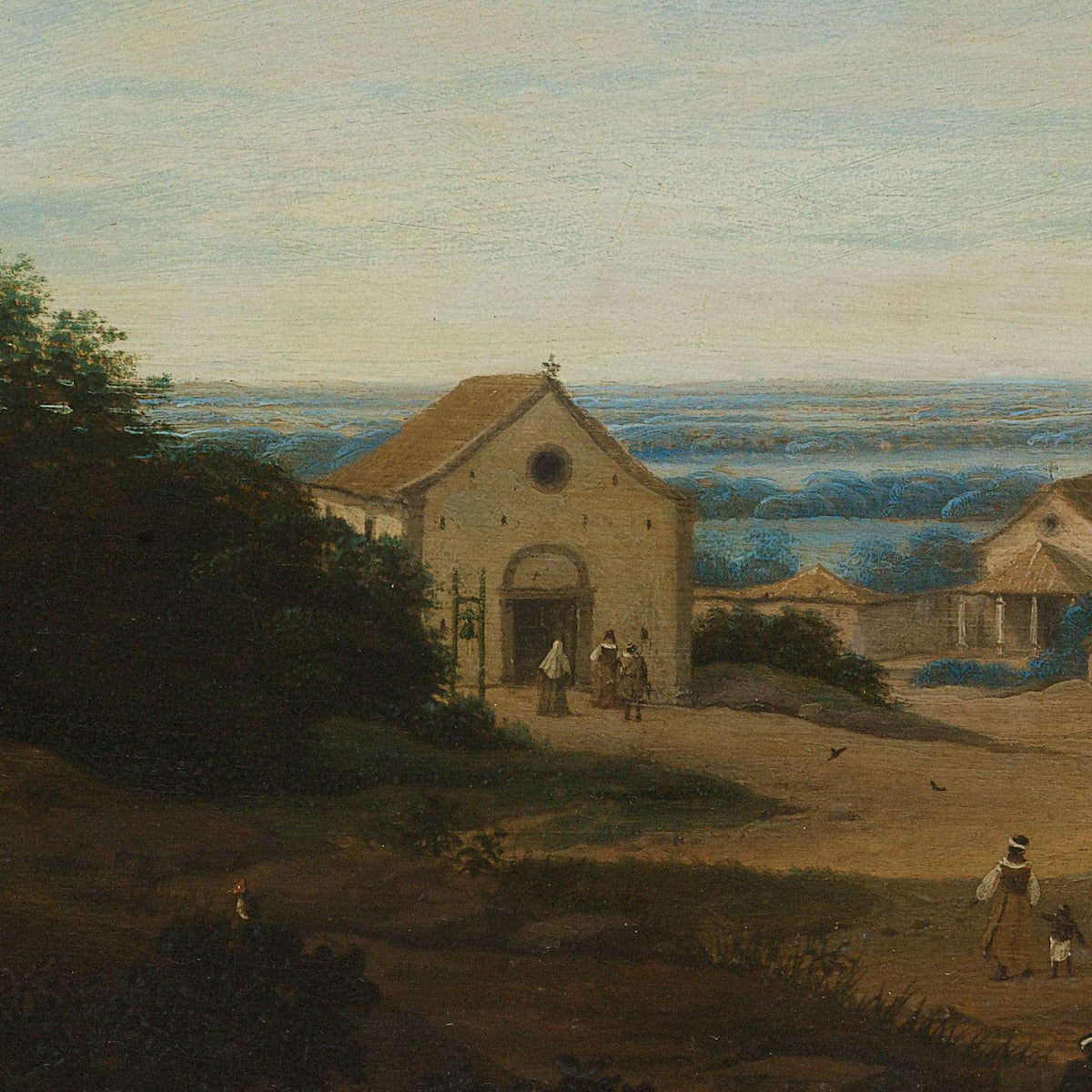 Braziliaans landschap met het dorp Igaraçú - Frans Jansz. Post - Artwork detail