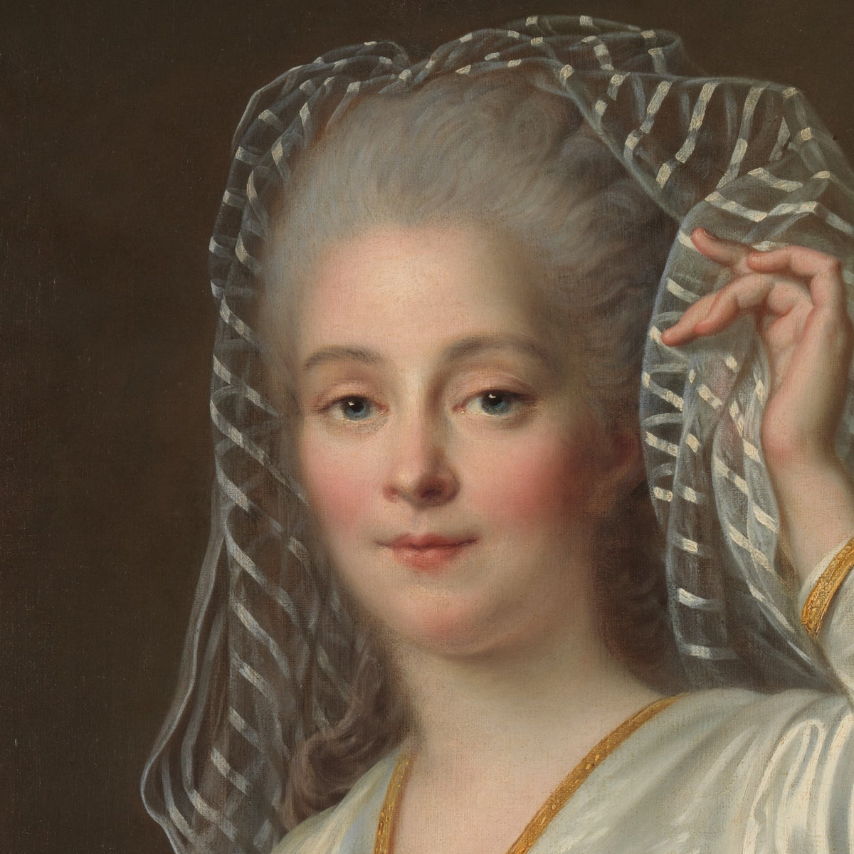Portrait of a Young Woman as a Vestal Virgin - François-Hubert Drouais - Artwork detail