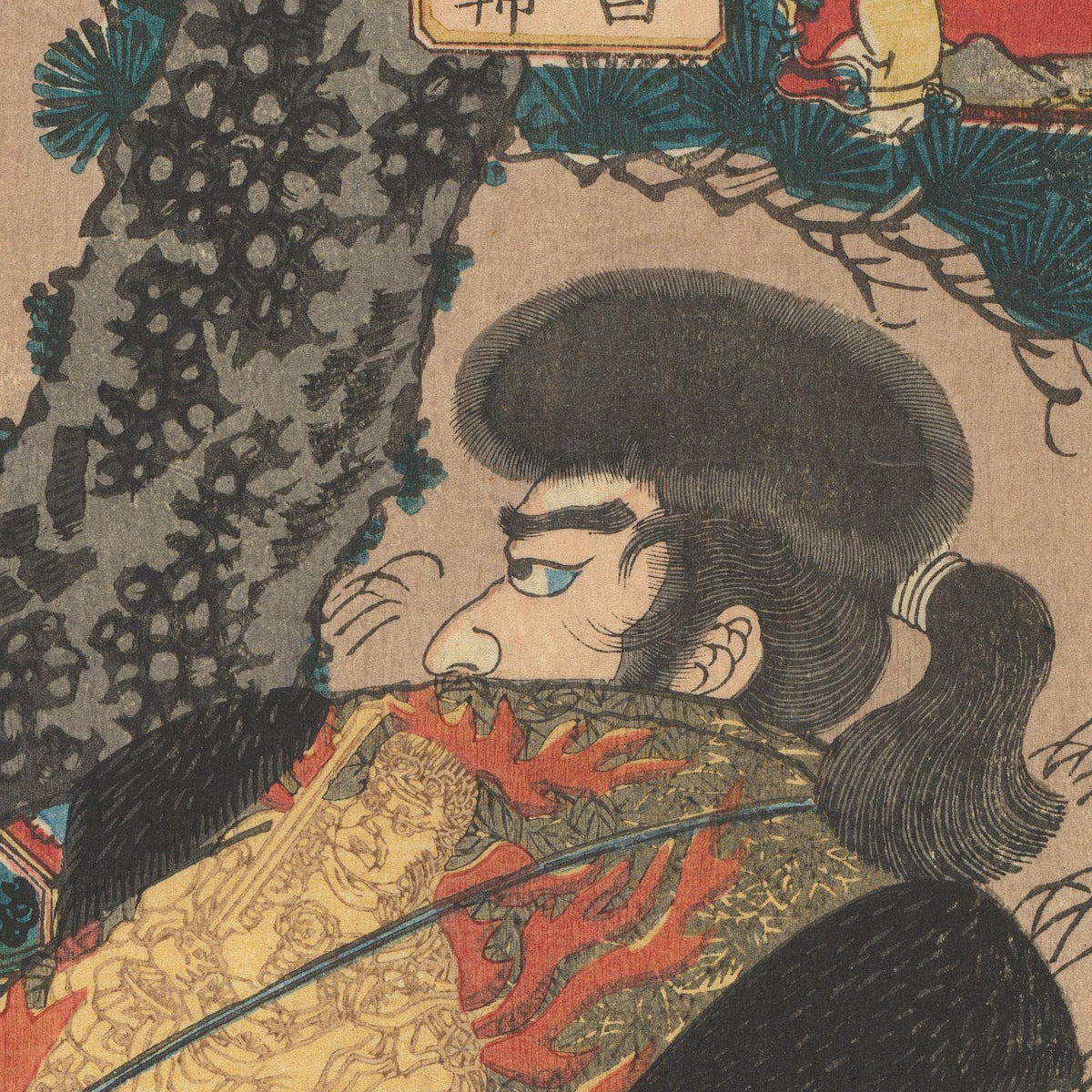 Hakamadare Yasusuke Stalking Fujiwara no Yasumasa - Utagawa Kuniyoshi - Artwork detail