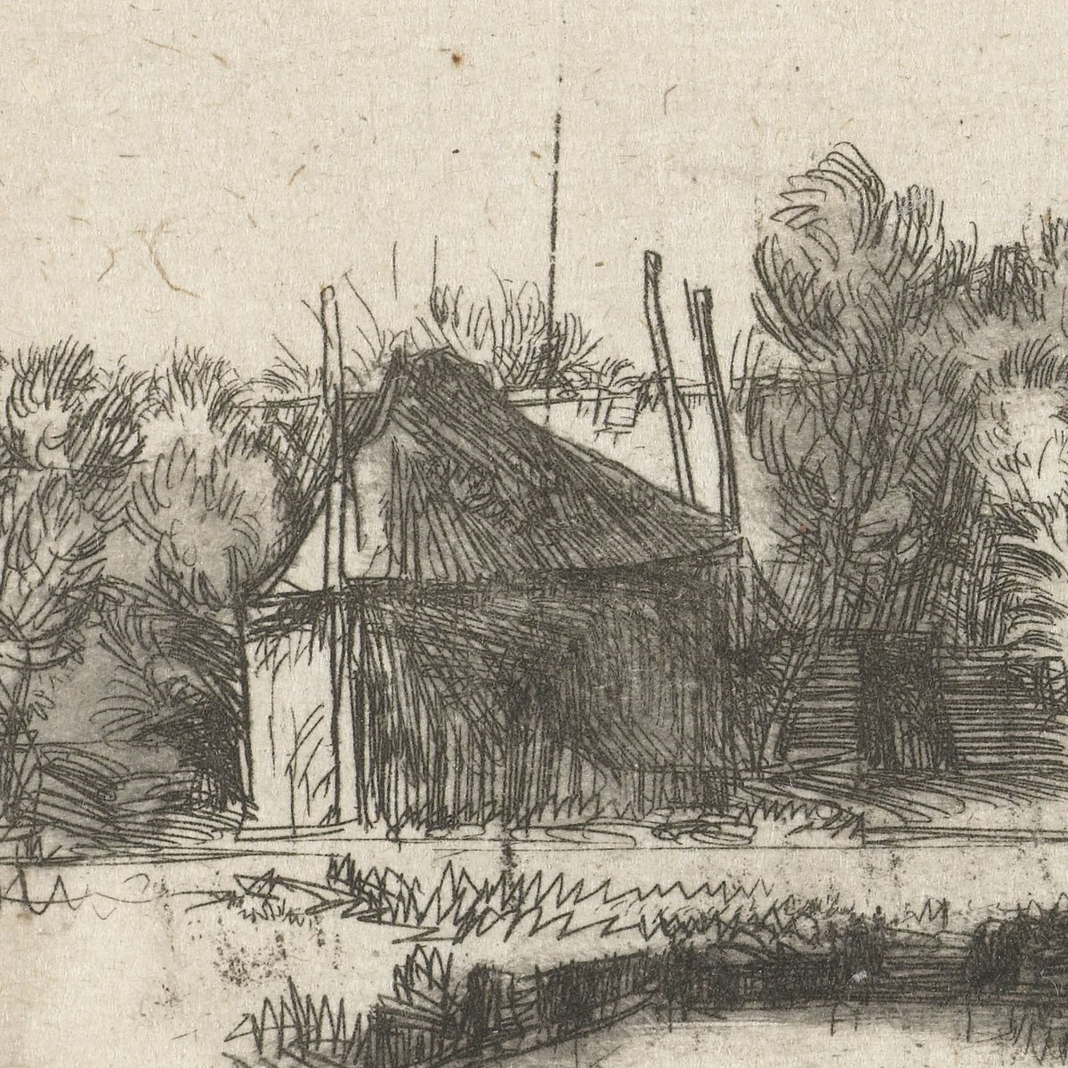 Landschap met een kanaal en hek - Pieter de With - Artwork detail