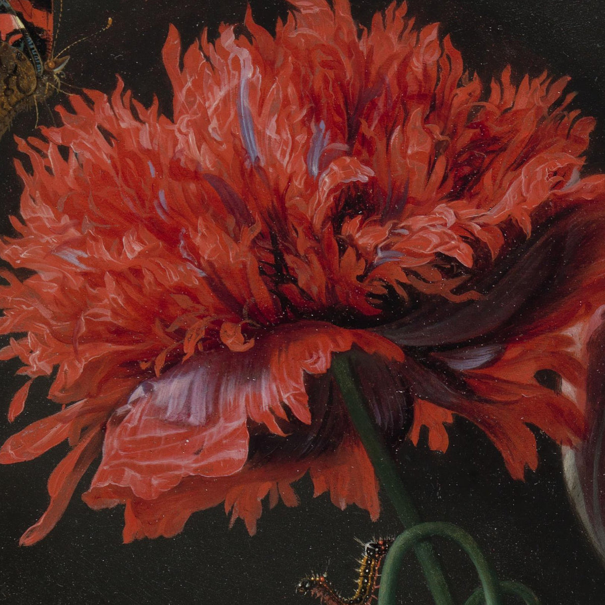 Stilleven met bloemen in een glazen vaas - Jan Davidsz. de Heem - Artwork detail