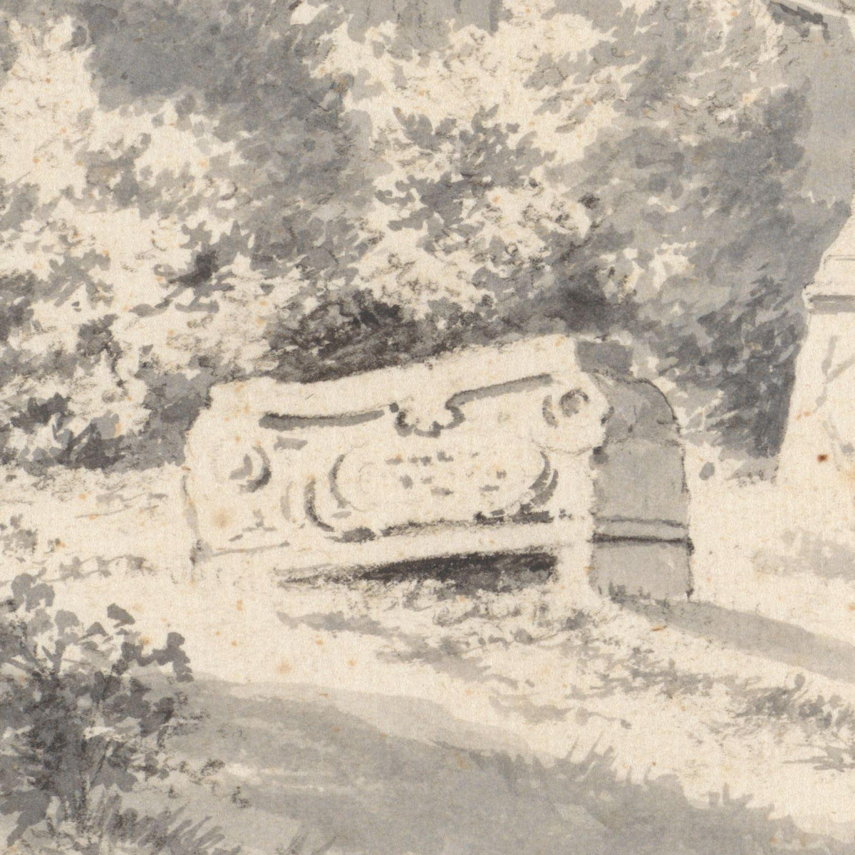 Kerkhof met verzakte stenen, te Ilsenburg - Cornelis François Roos - Artwork detail